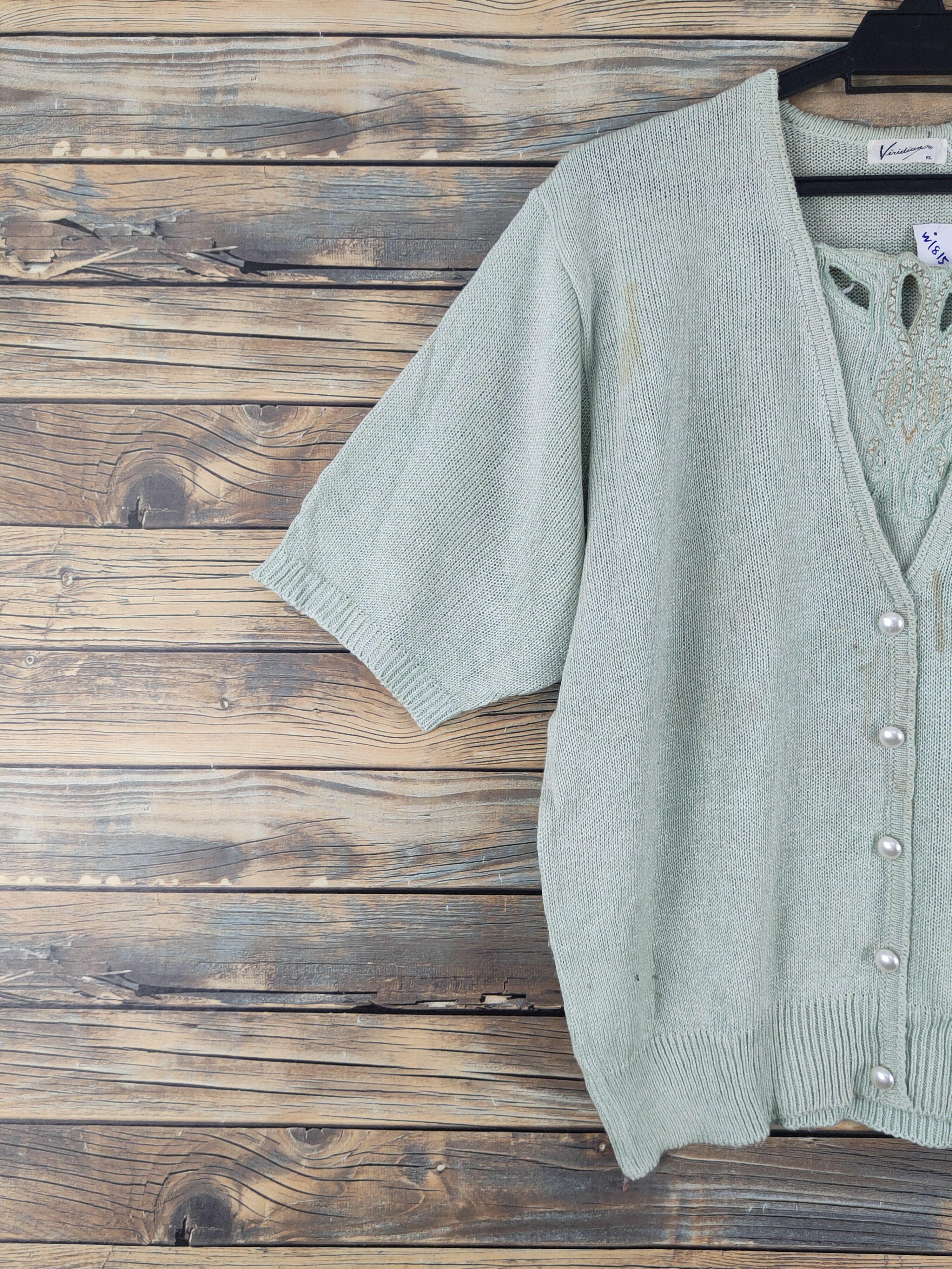 Homespun Knitwear Viridian Green Knitwear Short Sleeve knitwear #W1815 Size M / US 6-8 / IT 42-44 - 3 Thumbnail
