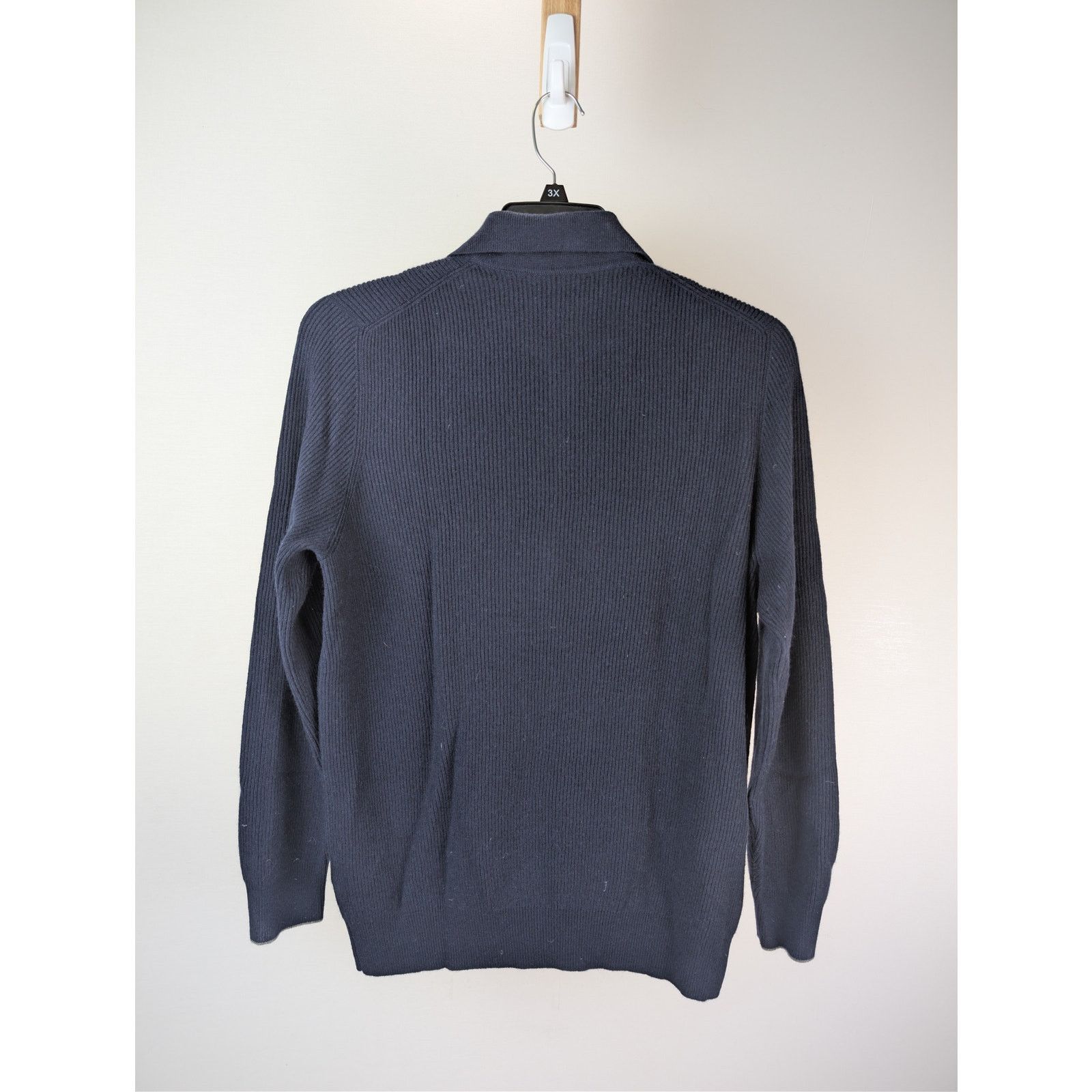 Brunello Cucinelli o1rshd1 CC20 Men's Ribbed Cashmere Zip Polo Sweater in Navy Size US M / EU 48-50 / 2 - 15 Thumbnail