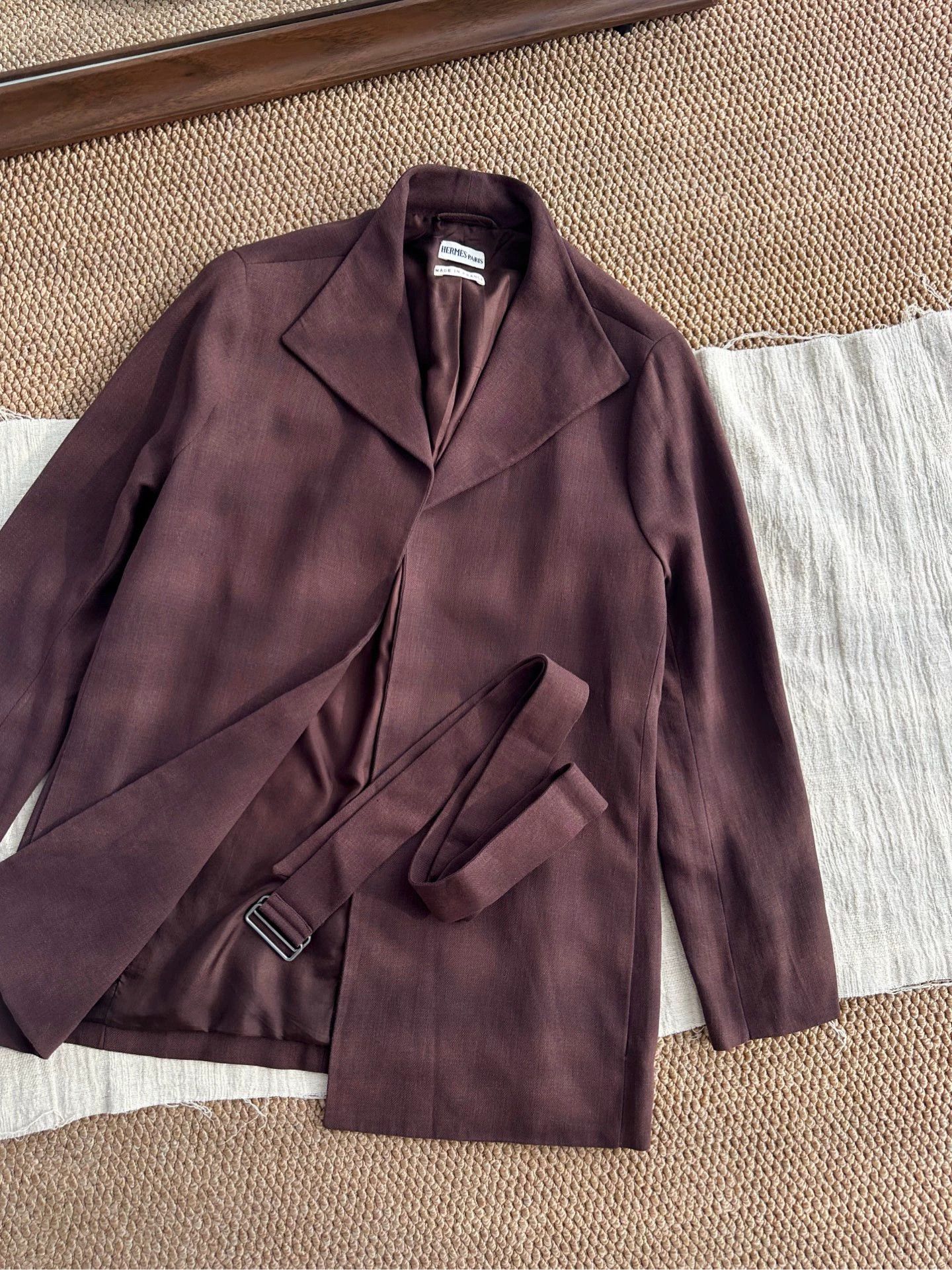 Hermes Hermès Margiela-era linen mid coat women's rust M Size M / US 6-8 / IT 42-44 - 1 Thumbnail