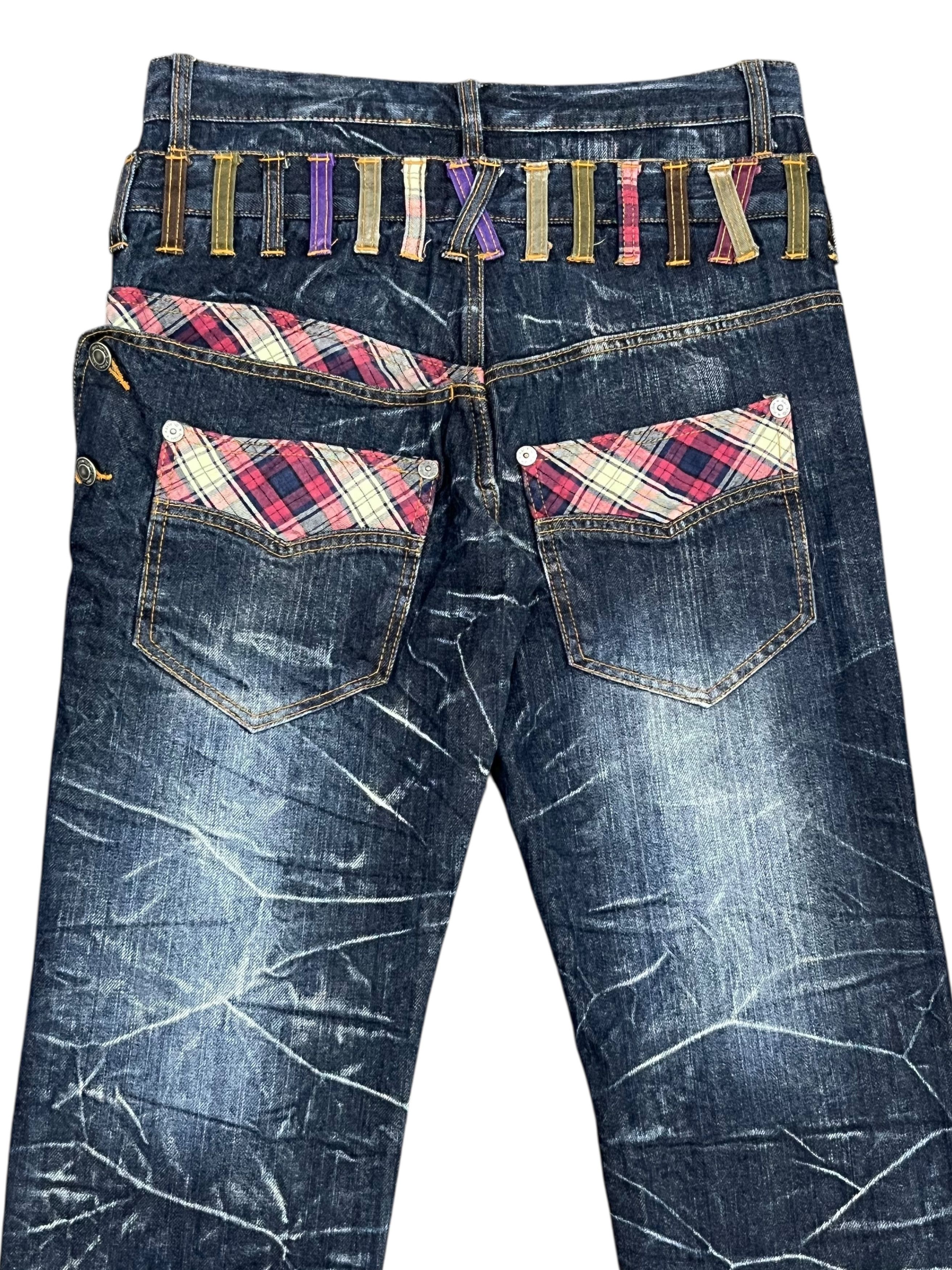 Japanese Brand 🔥FYE EXPLOSION ACID WASH Double Waist Half Flap Back Jeans Size US 29 - 8 Thumbnail