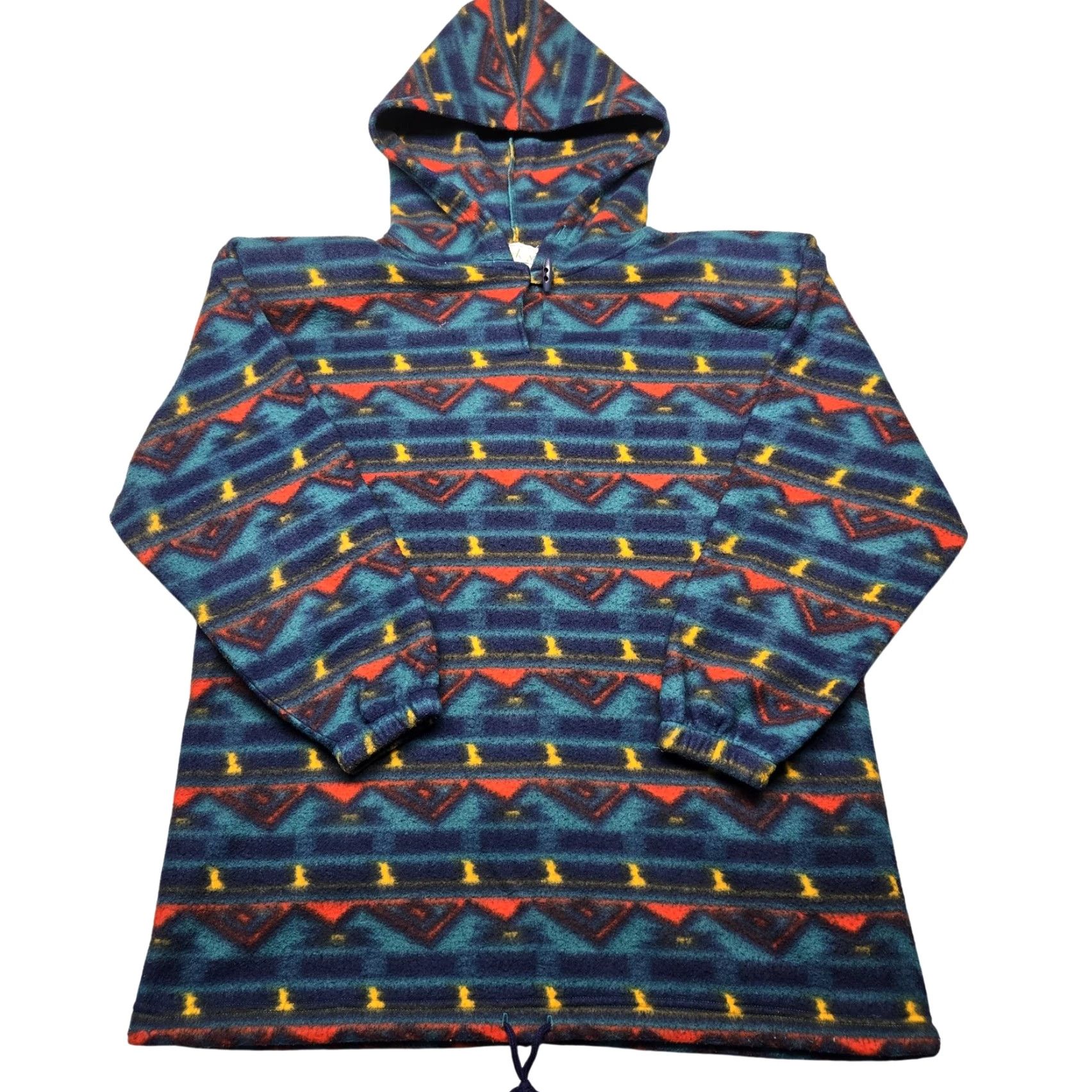 Vintage VINTAGE Malarkey Pullover Hoodie Mens Large Blue Fleece Aztec Pattern Hooded Drawstring Geometric Pattern Mens Size US M / EU 48-50 / 2 - 2 Thumbnail