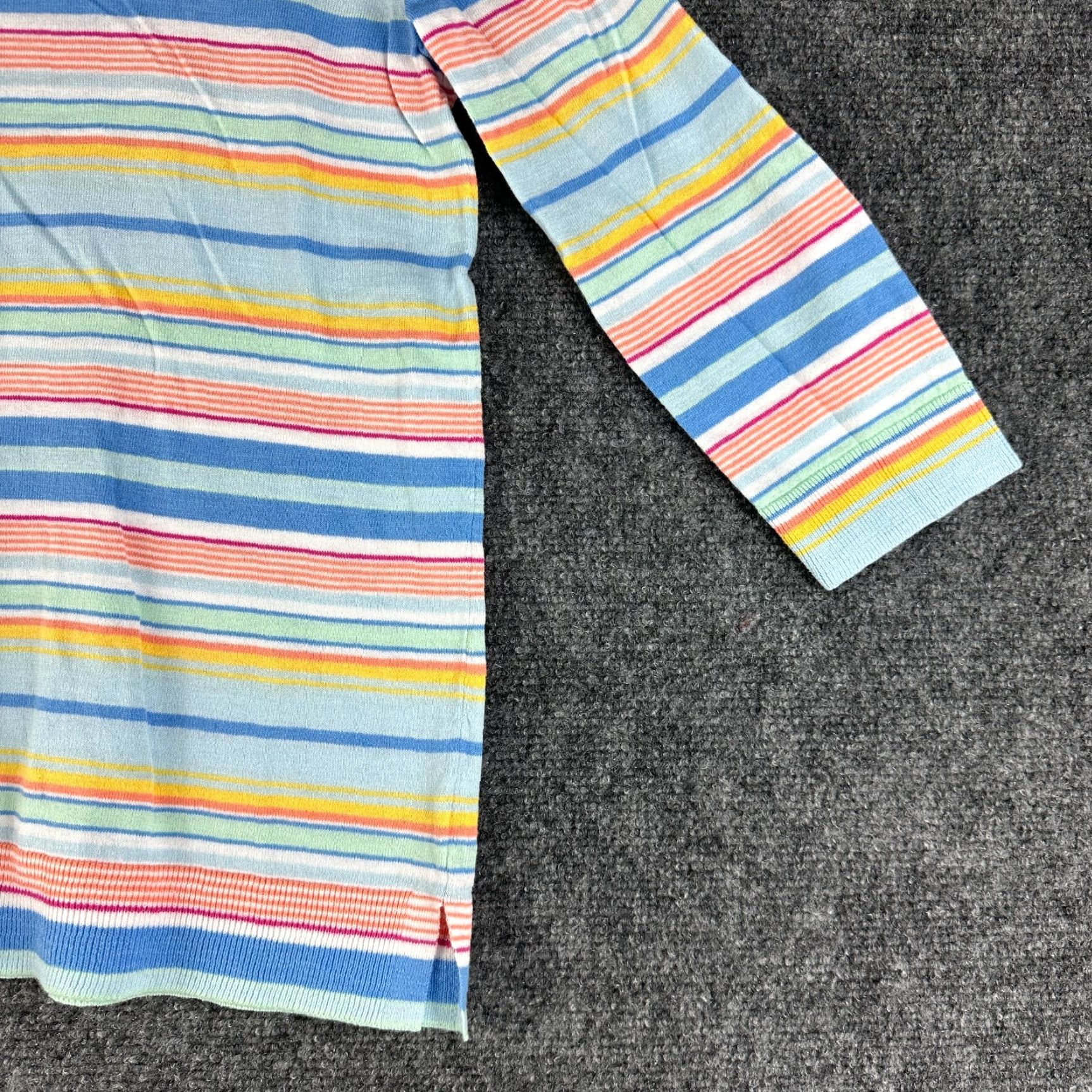 Talbots Talbots Sweater Womens Petite Pullover Striped Cotton Split Hem 3/4 Sleeve Multicolor Knit Round Neck Size XXS / US 00 / IT 34 - 2 Thumbnail