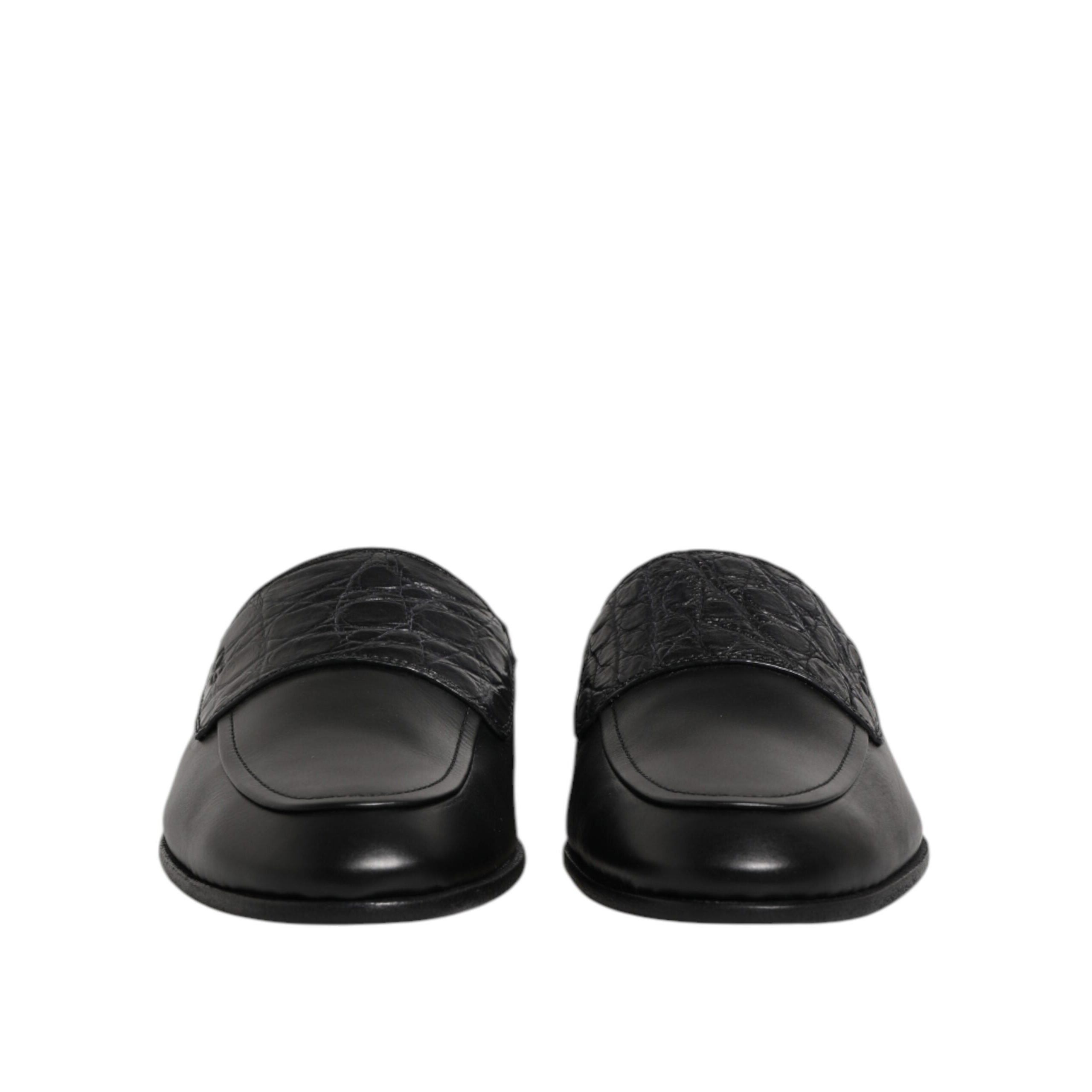 Dolce & Gabbana Black Calfskin Leather Slip On Loafers Shoes DOLCE & GABBANA Shoes Black Jacquard Leather Slip On Loafers  main image 3