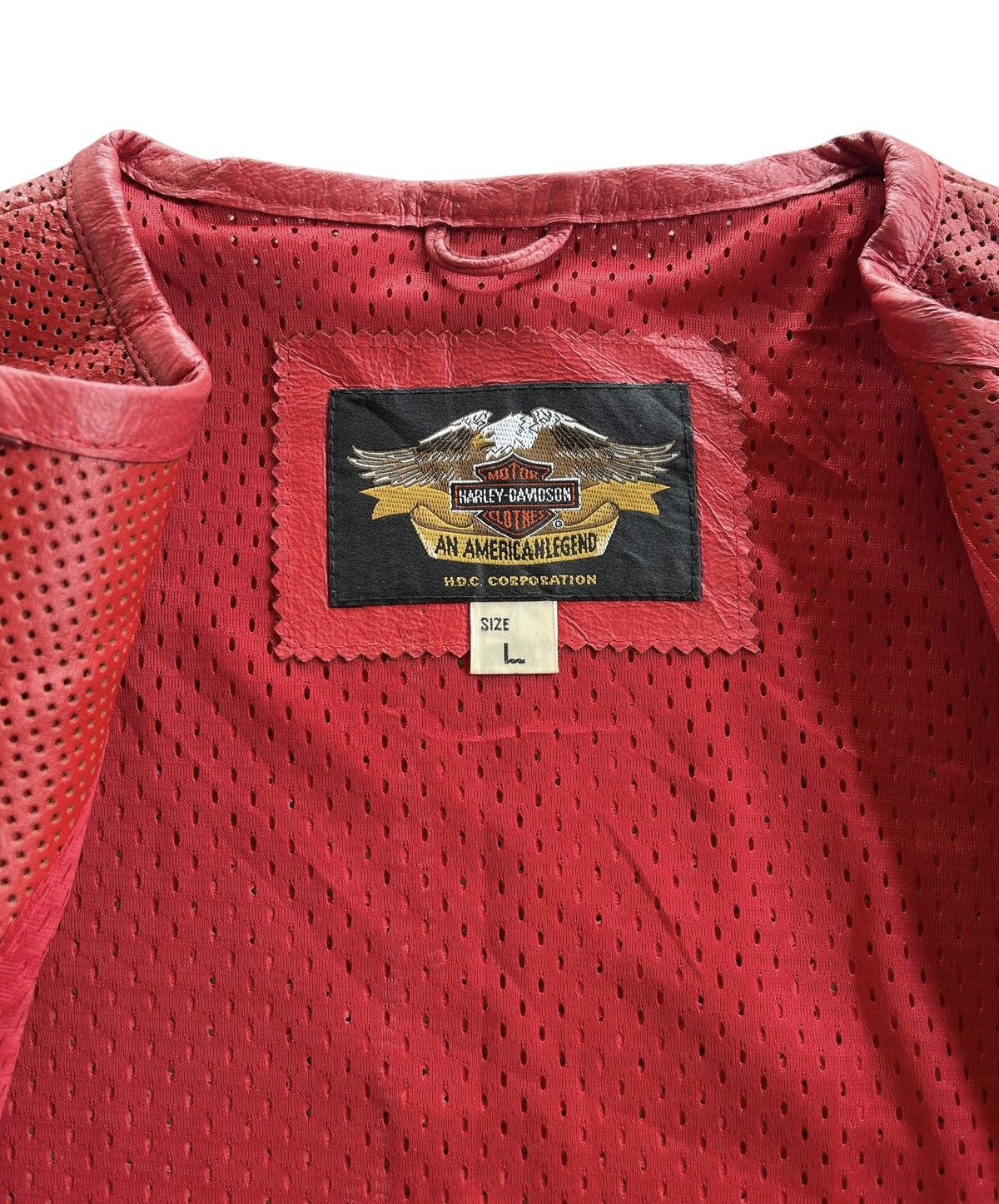 Harley Davidson Punched Leather Mesh Biker Racing Jacket Size L / US 10 / IT 46 - 8 Thumbnail