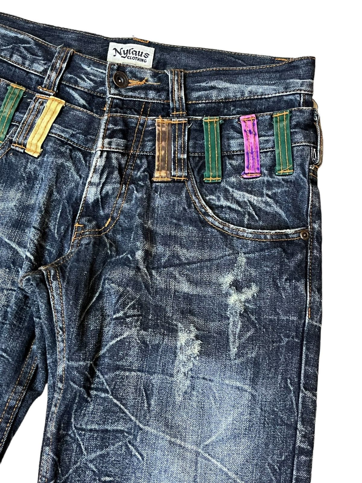 Japanese Brand SICK🔥JAPANESE BRAND "NYLAUS JEANS" DOUBLE WAIST JEANS/DENIM Size US 31 - 4 Thumbnail