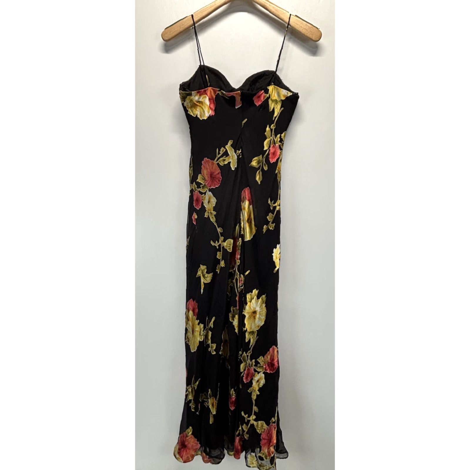 Vintage VINTAGE Patra Women's Midi Dress Silk Blend Black Floral Fairy Sleeveless Party Formal Sz 6 Size M / US 6-8 / IT 42-44 - 3 Thumbnail