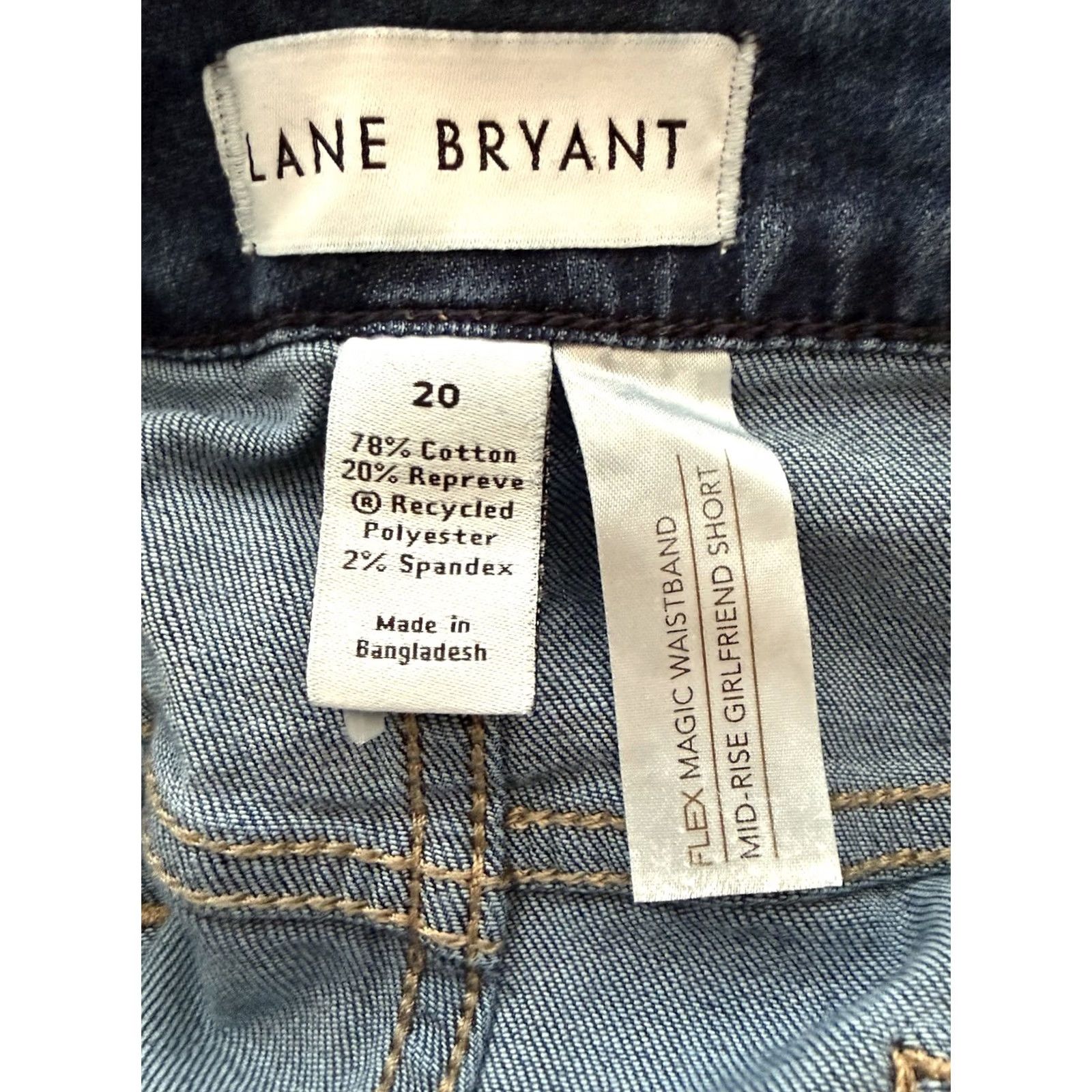 Vintage Lane Bryant Womens Blue Denim Jean Shorts Size 20 Festival Beach Concert Raw Hem Size 42" / US 20 - 6 Thumbnail