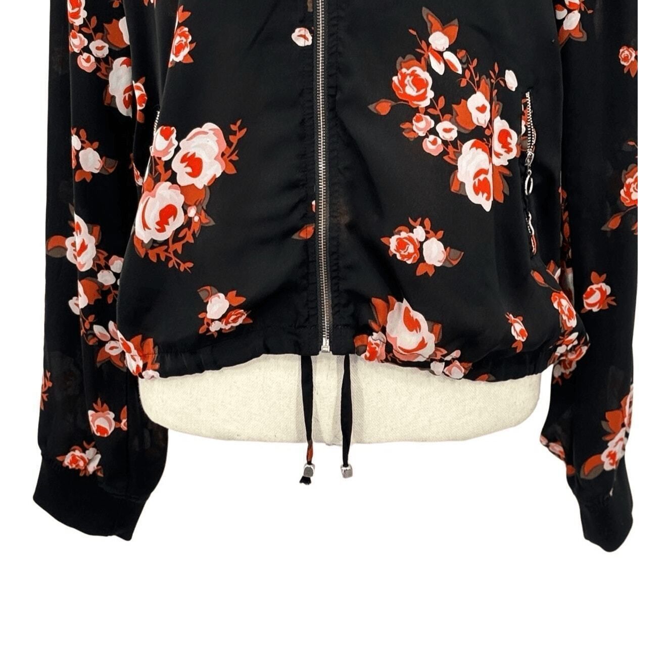 Other Cloud Chaser Black Long Sleeve Floral Full Zip Floral Bomber Size XL / US 12-14 / IT 48-50 - 8 Thumbnail