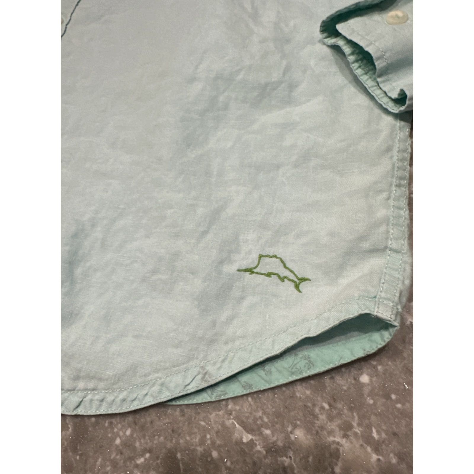 Tommy Bahama Tommy Bahama Relax Shirt XL Linen Button-Up Long Sleeve Casual Pockets Solid Aqua Mens Size US XL / EU 56 / 4 - 4 Thumbnail