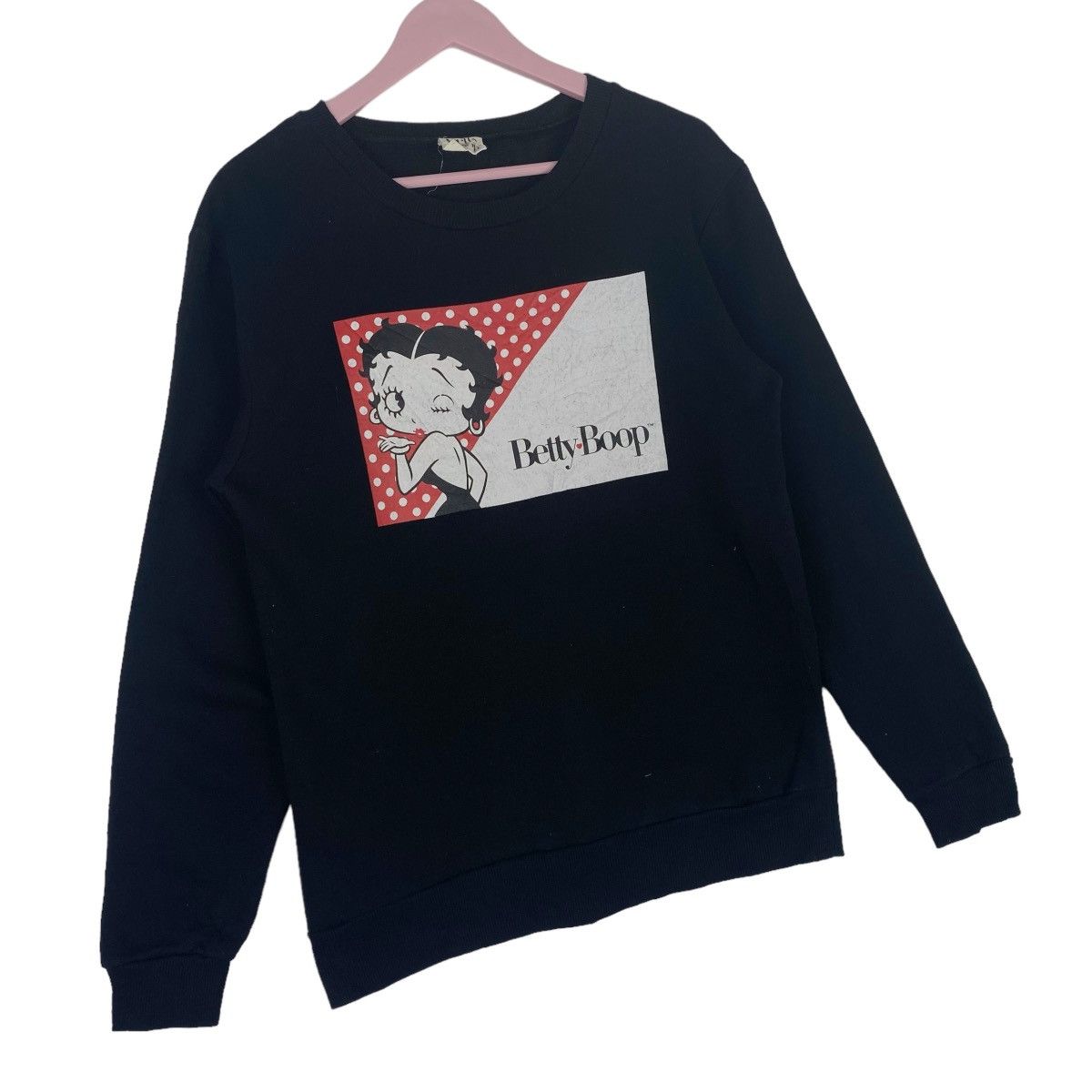 Designer × Vintage Betty Boop Sweatshirt Black Crewneck Pullover Jumper Size S / US 4 / IT 40 - 4 Thumbnail