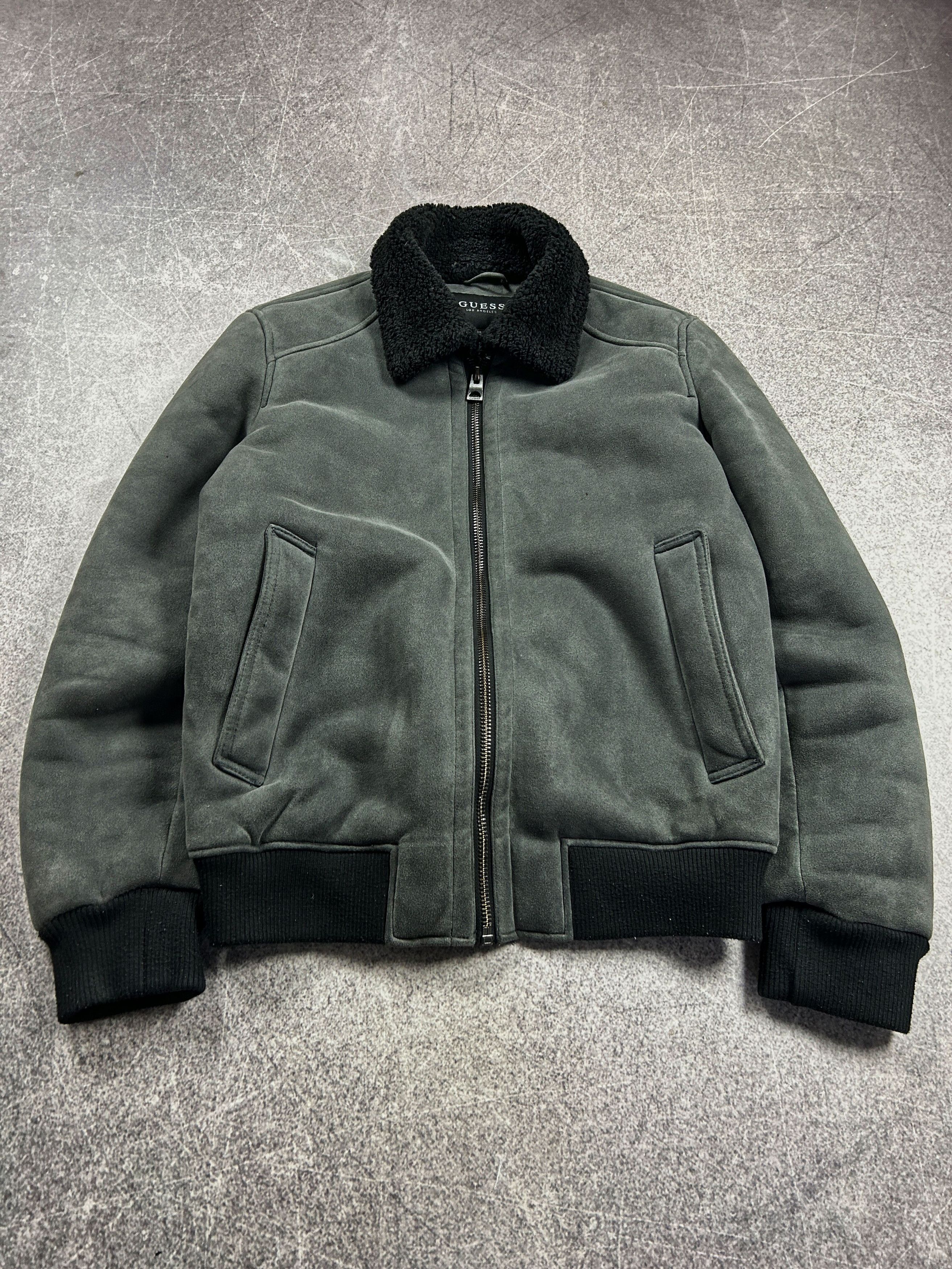 Guess Vintage Suede Bomber Jacket Sherpa Collar Minimalist Size US M / EU 48-50 / 2 - 1 Thumbnail