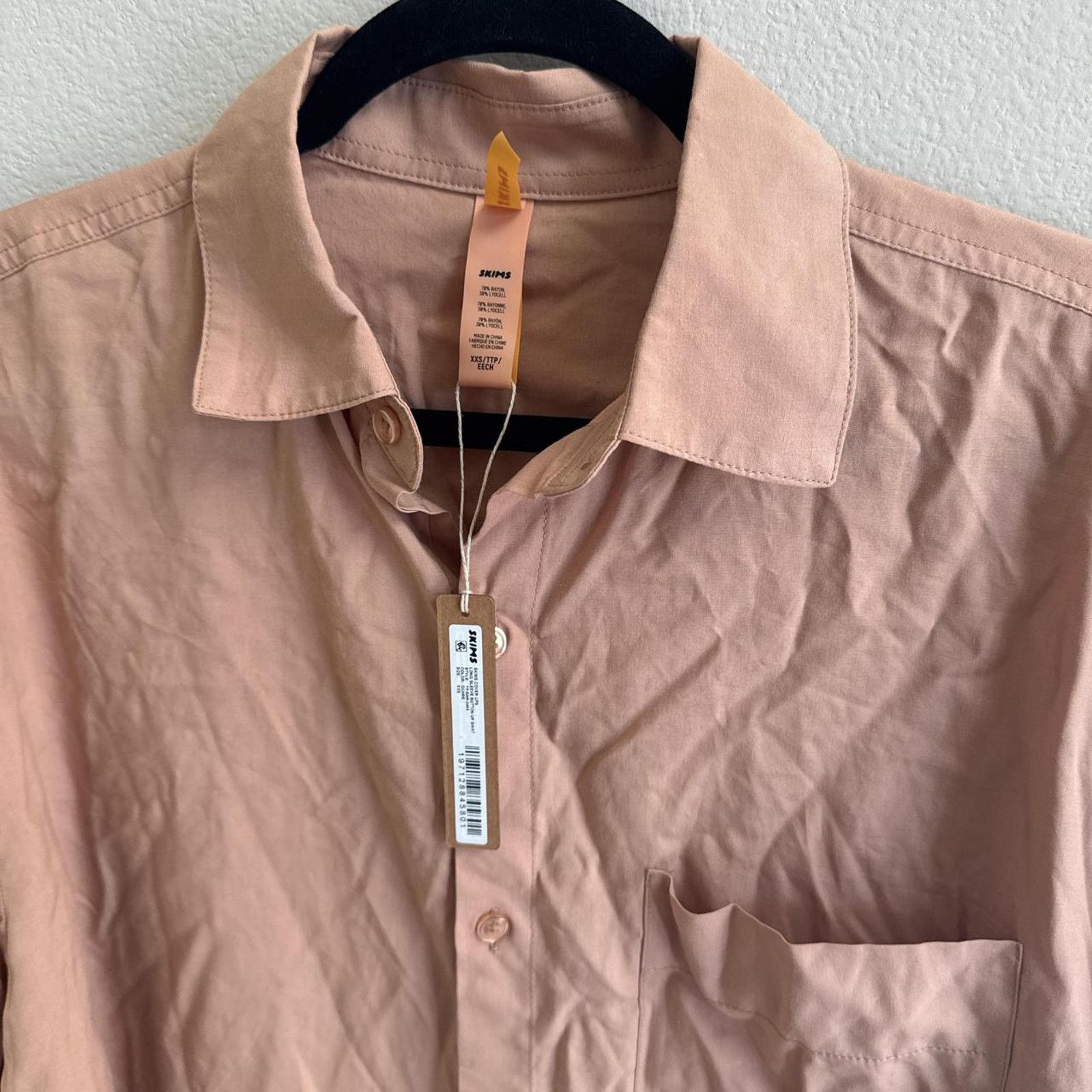 SKIMS NWT SKIMS Cover Ups Long Sleeve Button Up Shirt - Ochre XXS Size XXS / US 00 / IT 34 - 3 Thumbnail