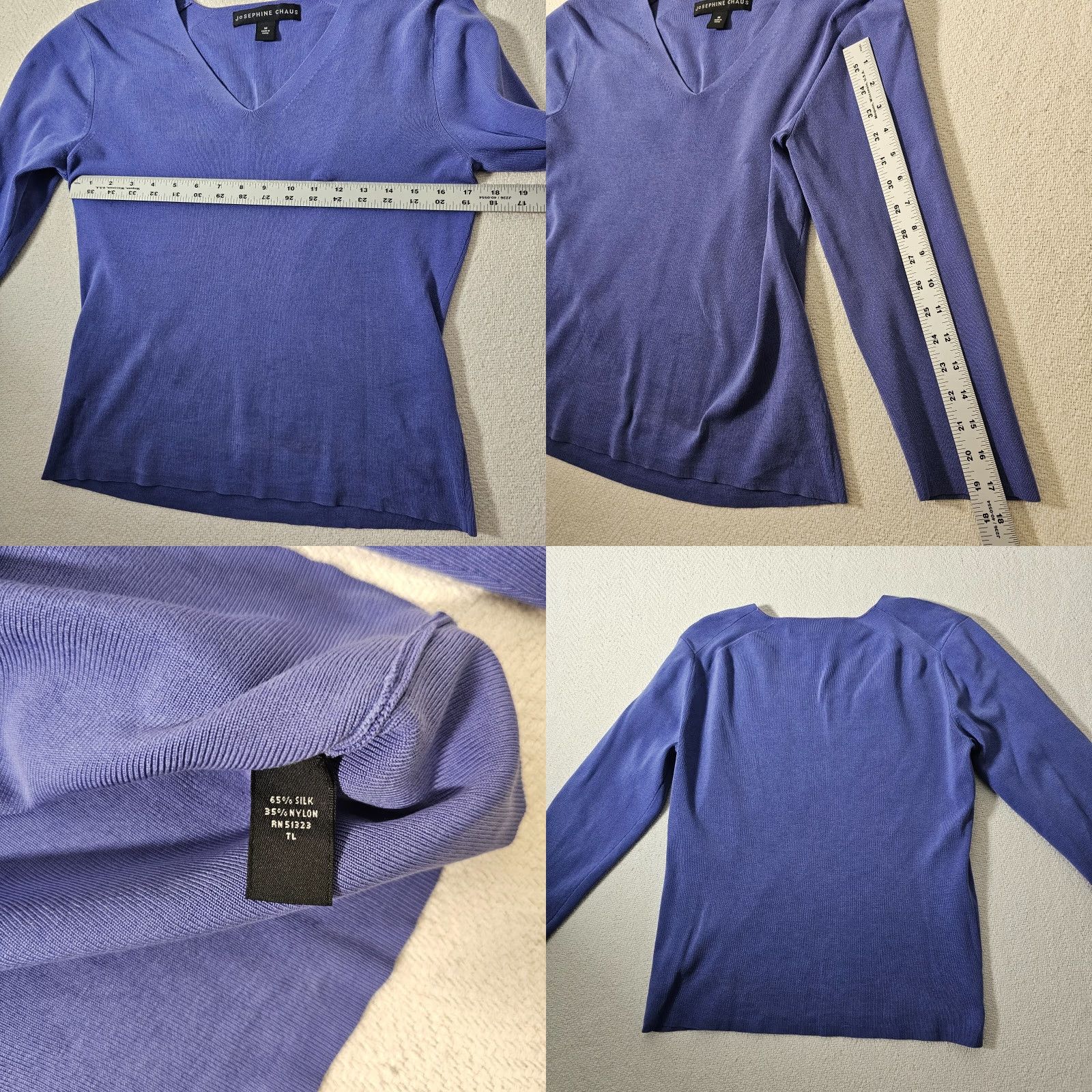 Vintage VINTAGE Josephine Chaus Silk Blend Blouse Women M V-Neck 3/4 Sleeve Purple Casual Size M / US 6-8 / IT 42-44 - 8 Thumbnail