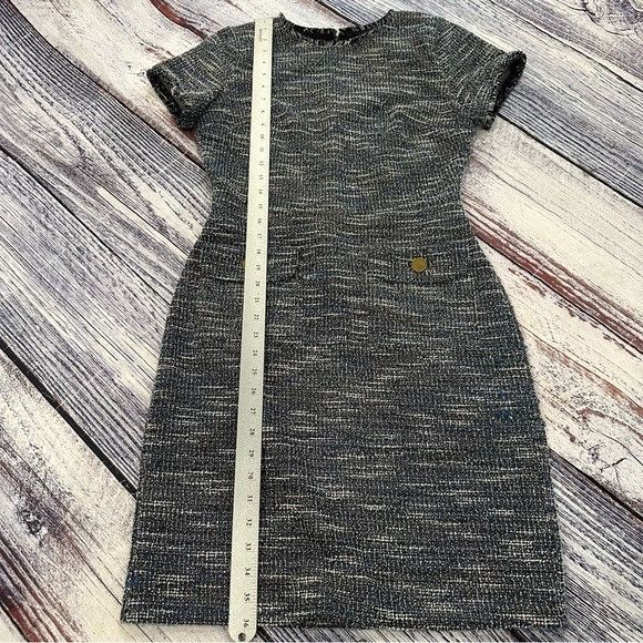 Loft LOFT Tweed Textured Blue Shift Dress with Front Pockets Size XS / US 0-2 / IT 36-38 - 10 Thumbnail