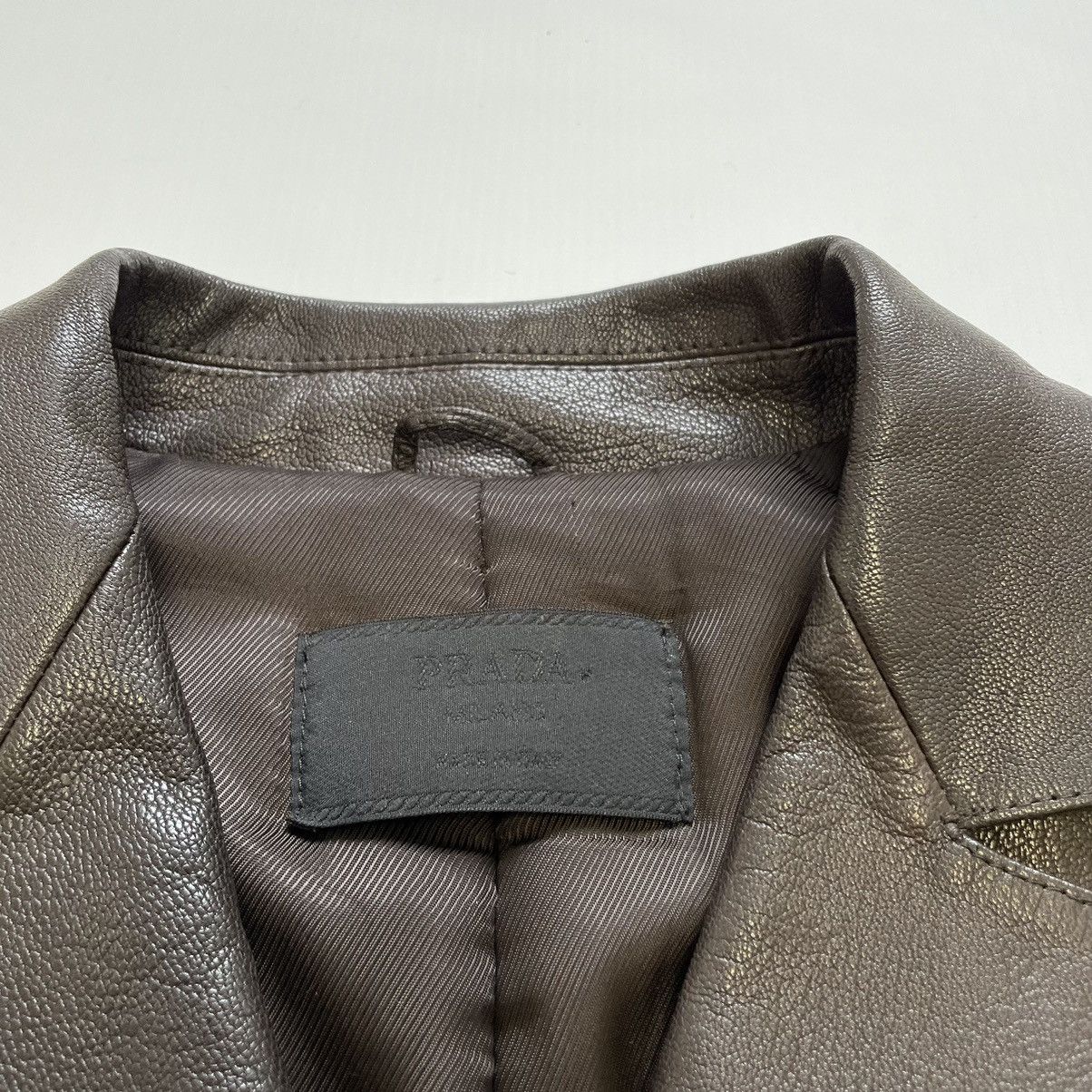 Prada A/W 2000 Button Front Brown Leather Jacket Size US S / EU 44-46 / 1 - 4 Thumbnail