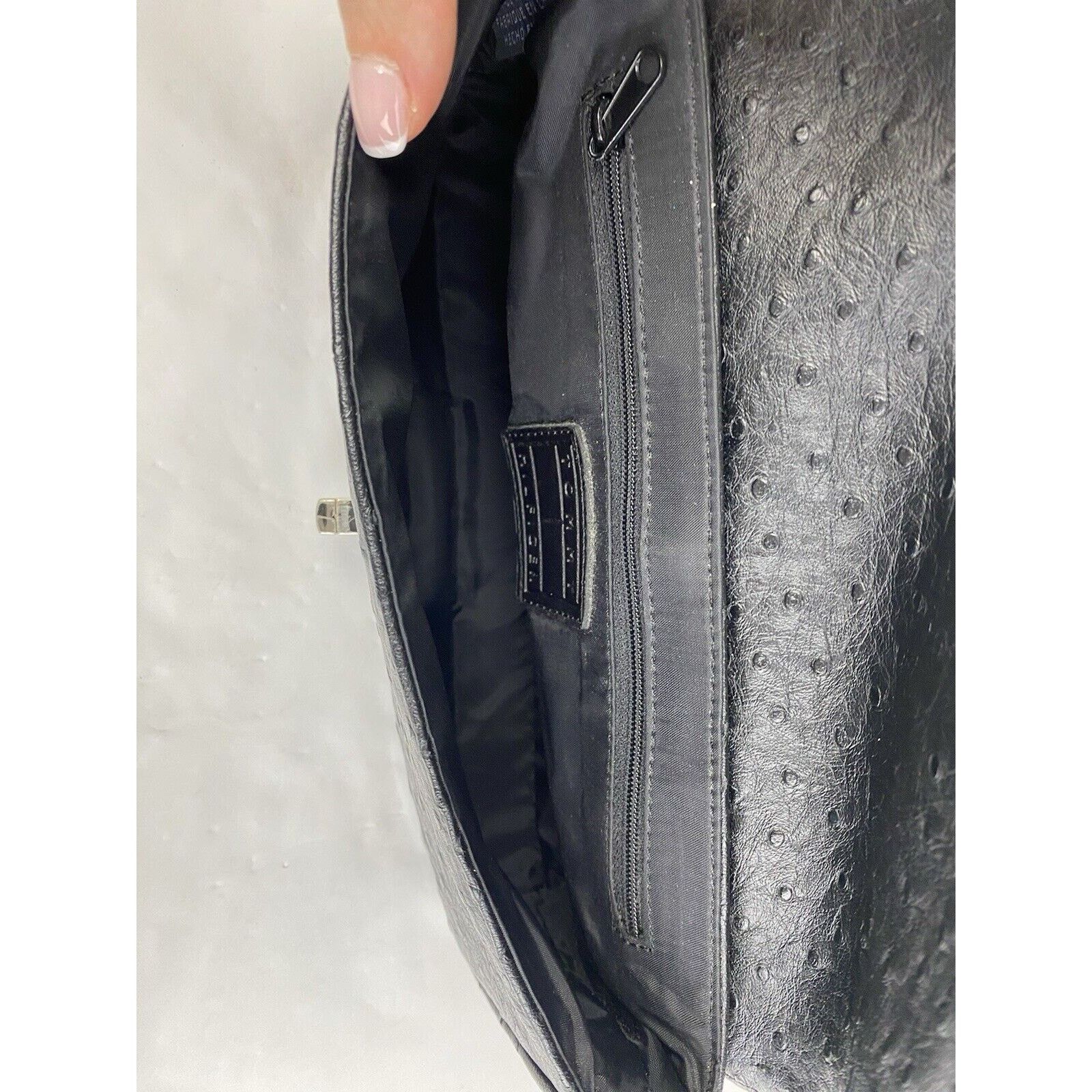 Tommy Hilfiger VTG Tommy Hilfiger Black Ostrich Leather Small Shoulder Bag Size ONE SIZE - 10 Thumbnail
