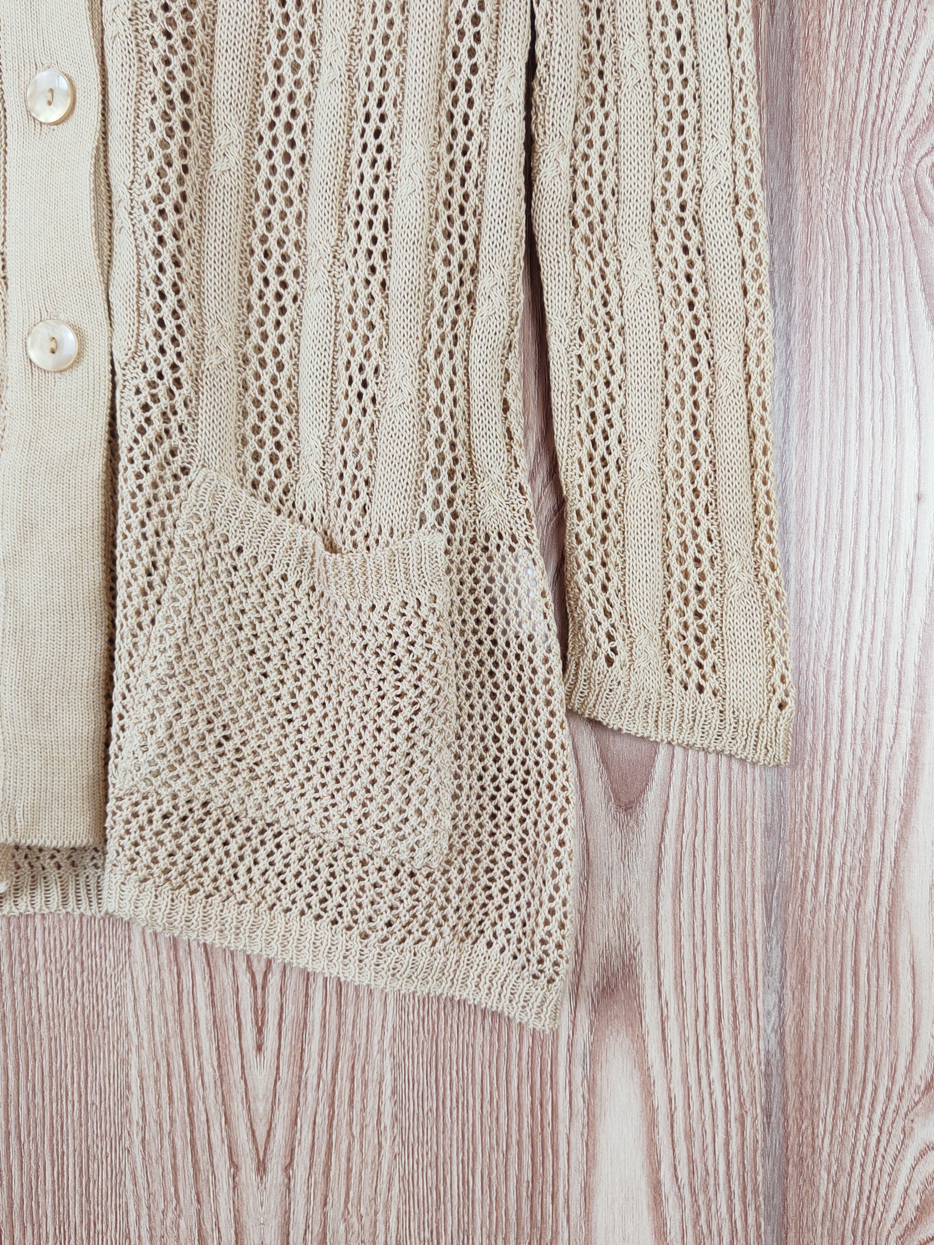 Aran Isles Knitwear Cosmo Polaris Crochet Meshnet Hoodie Knitwear Cardigan #W683 Size M / US 6-8 / IT 42-44 - 6 Thumbnail