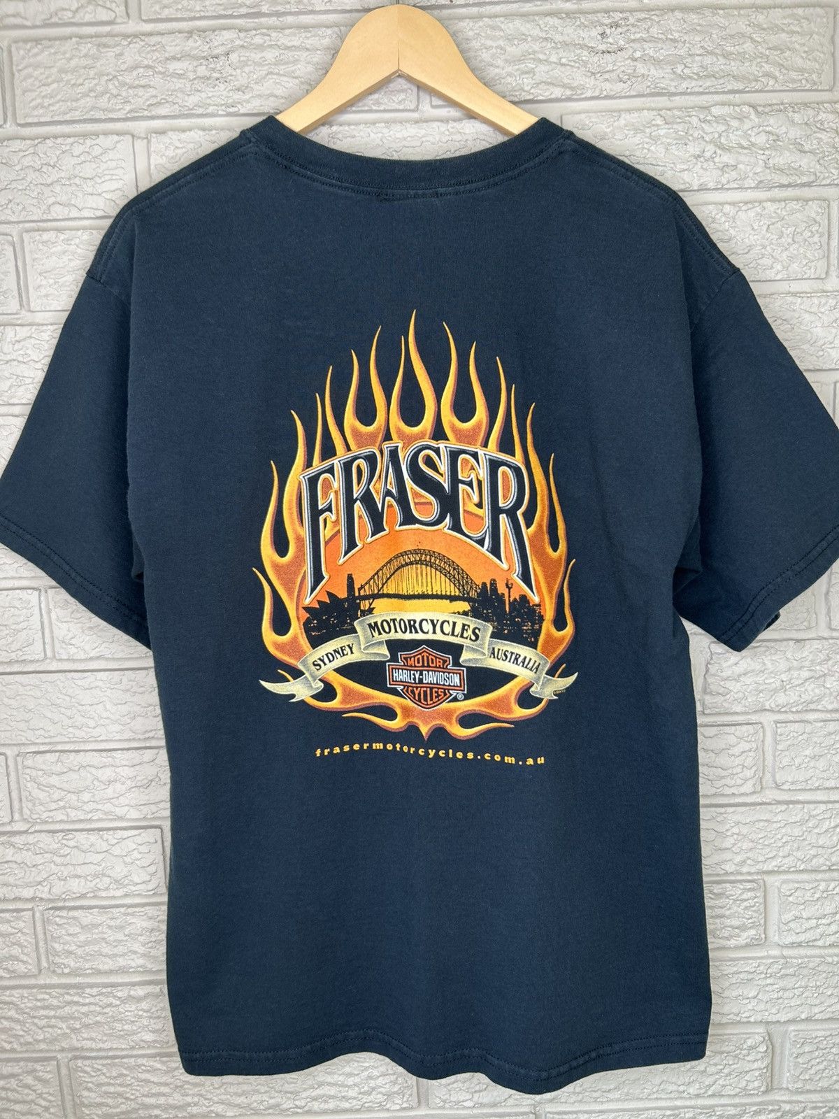 Vintage Harley Davidson Flame Logo Fraser Australia T Shirt