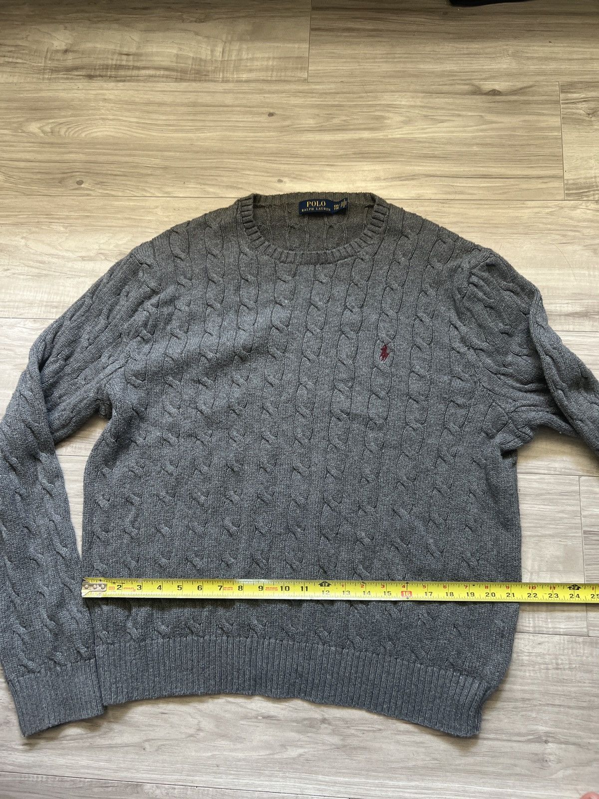 Polo Ralph Lauren Polo Ralph Lauren Mens Cable Knit Grey Crew Neck Sweater Size US XXL / EU 58 / 5 - 3 Thumbnail
