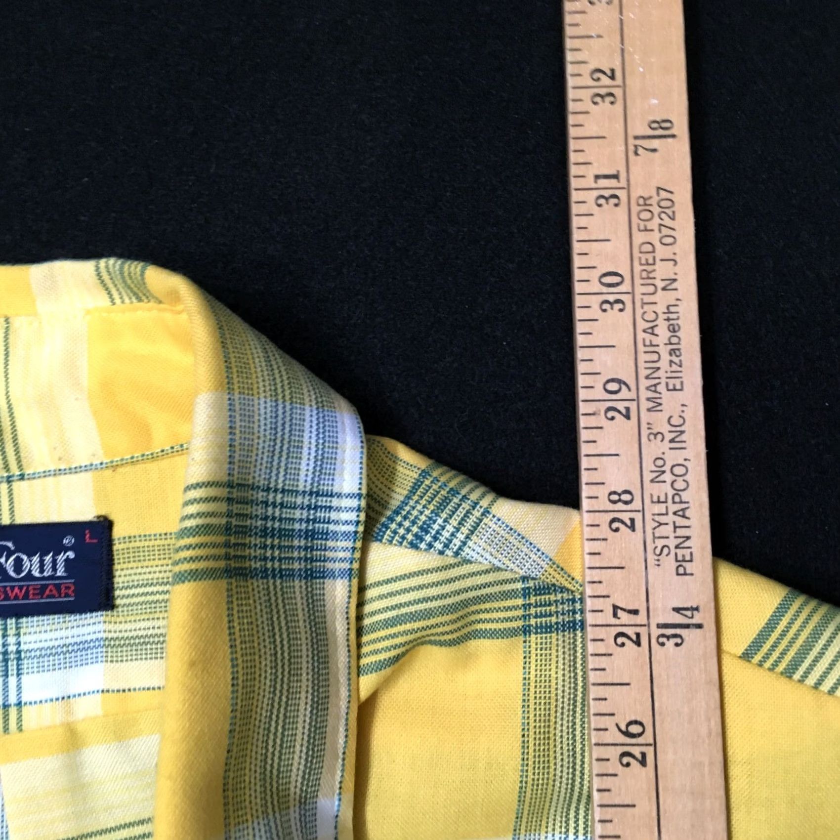 Vintage PAR FOUR Shirt Mens Yellow Plaid Short Sleeve Button Down Golf Casual Size US L / EU 52-54 / 3 - 6 Thumbnail