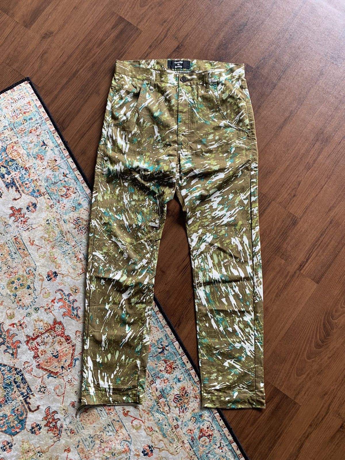 image of Cabane De Zucca Abstract Design Pants in Brown/White, Men's (Size 29)
