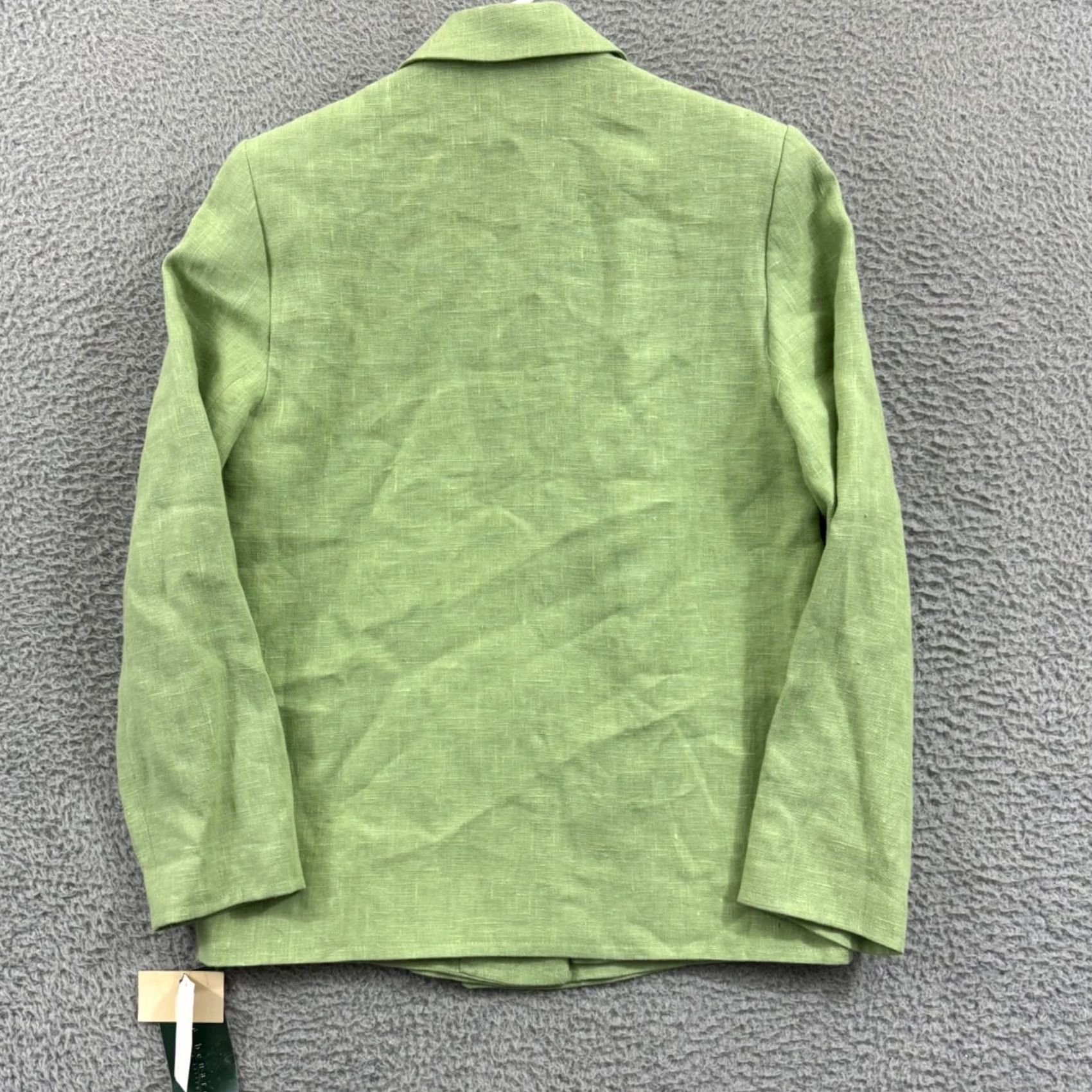 Vintage VINTAGE harvé benard Blazer Womens 6 Green Linen Open Front Jacket Head to Toe Preppy NWT Size M / US 6-8 / IT 42-44 - 7 Thumbnail