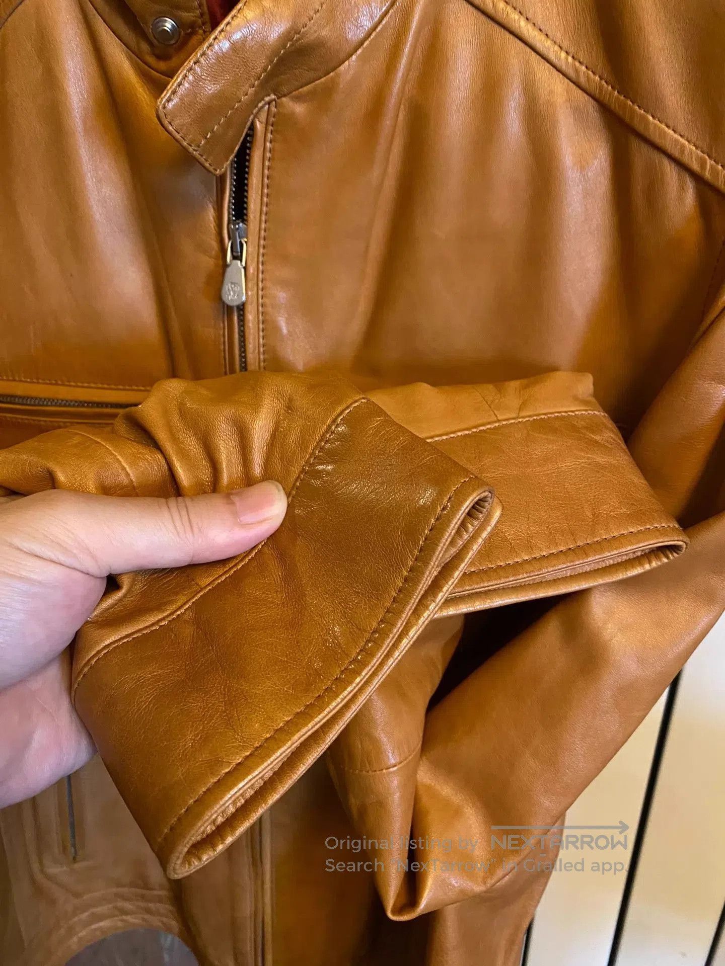 Brunello Cucinelli Brown Leather Jacket with Zip Pockets . Size US M / EU 48-50 / 2 - 7 Thumbnail