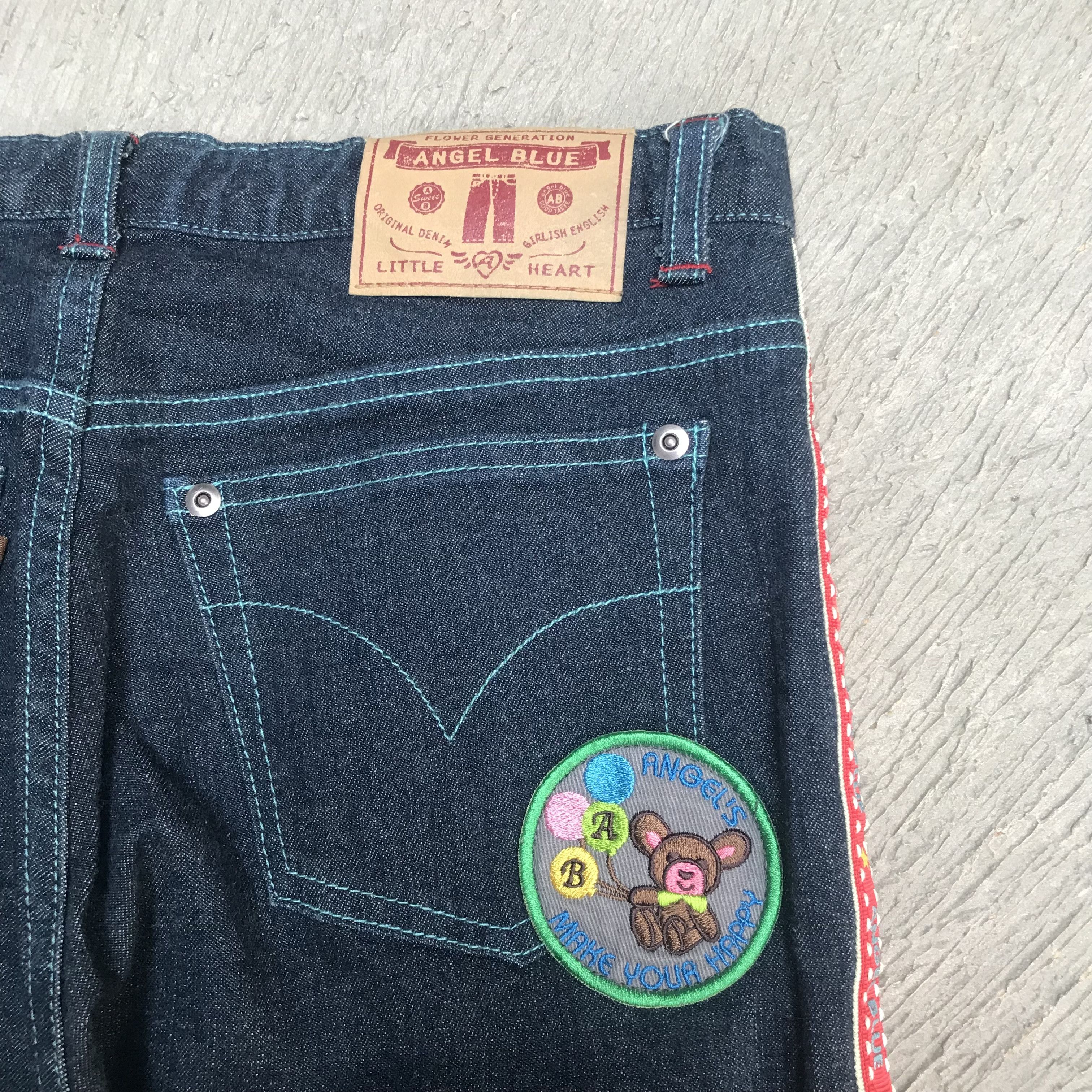 Japanese Brand angel blue flared printed denim pants hysteric glamour Size US 31 - 9 Thumbnail