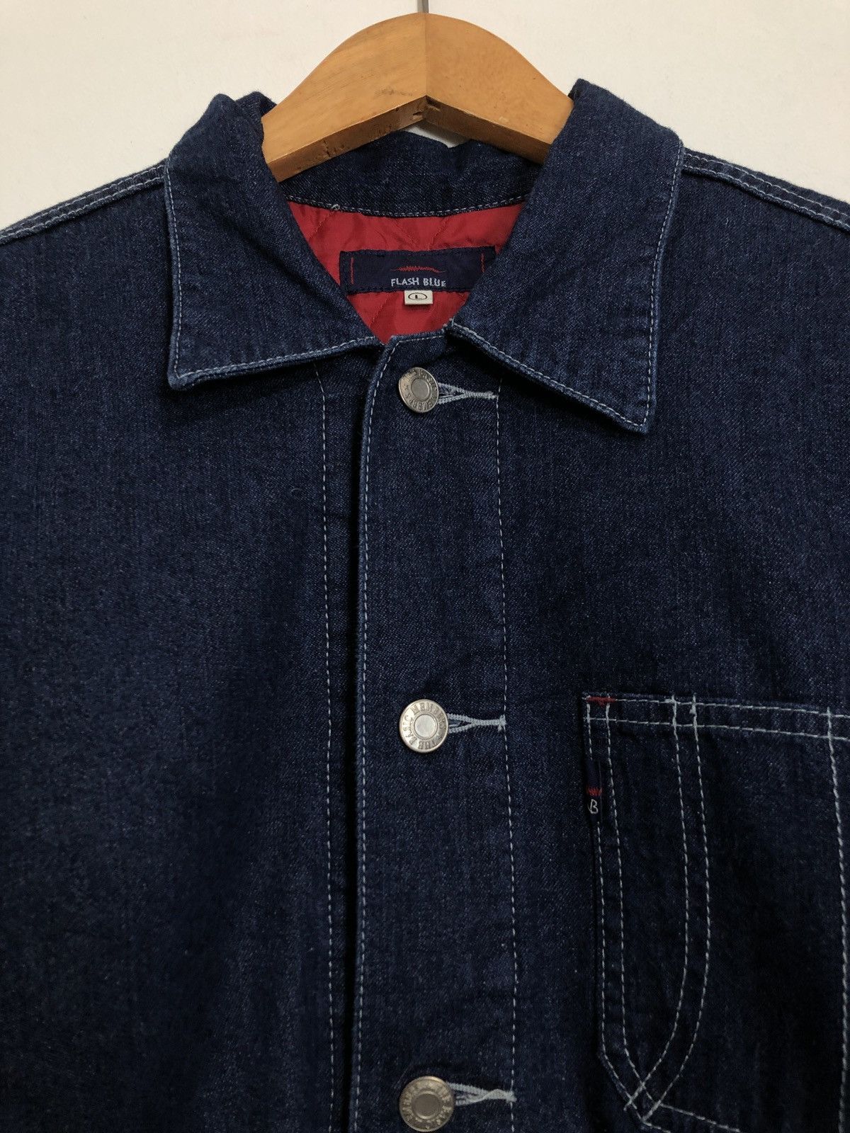 Japanese Brand Flash Blue Work Wear Chore Denim Jacket Size US L / EU 52-54 / 3 - 2 Thumbnail