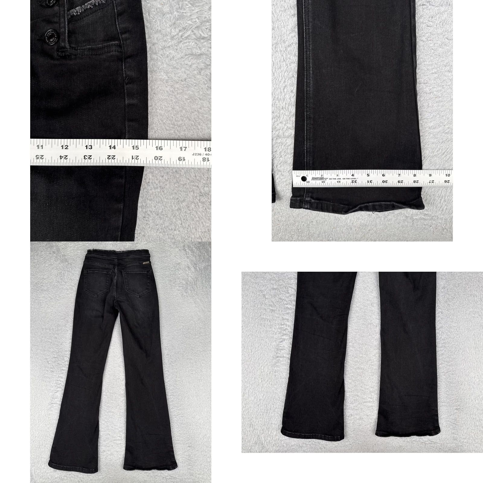 Vintage KanCan Jeans Bootcut Juniors 5/26 Black Dark Wash Mid Rise Stretch Button 25x30 - Denim, 5-Pocket, Slim Fit, Cotton Blend, Spandex, China, Womens Size 27" / US 4 / IT 40 - 9 Thumbnail