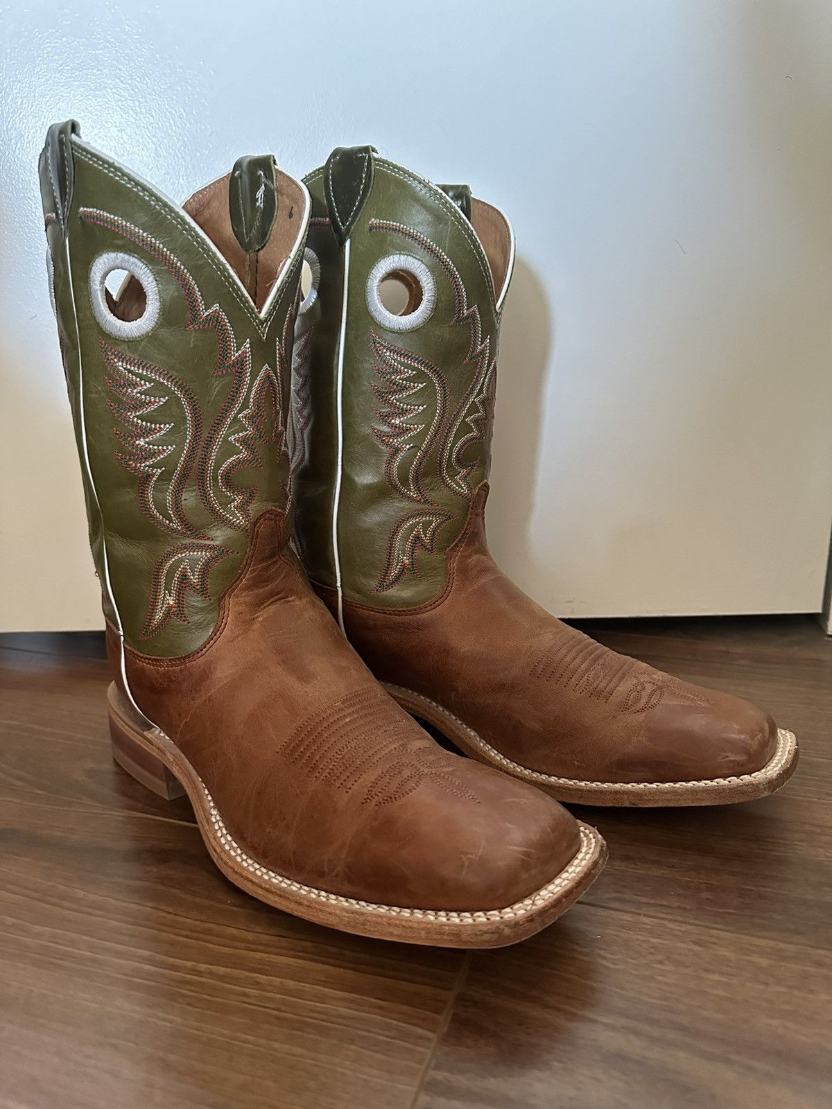 image of Justin Boots Justin Bent Rail Austin Cognac Square Western Cowboy Boots in Green, Men's (Size 9.5)