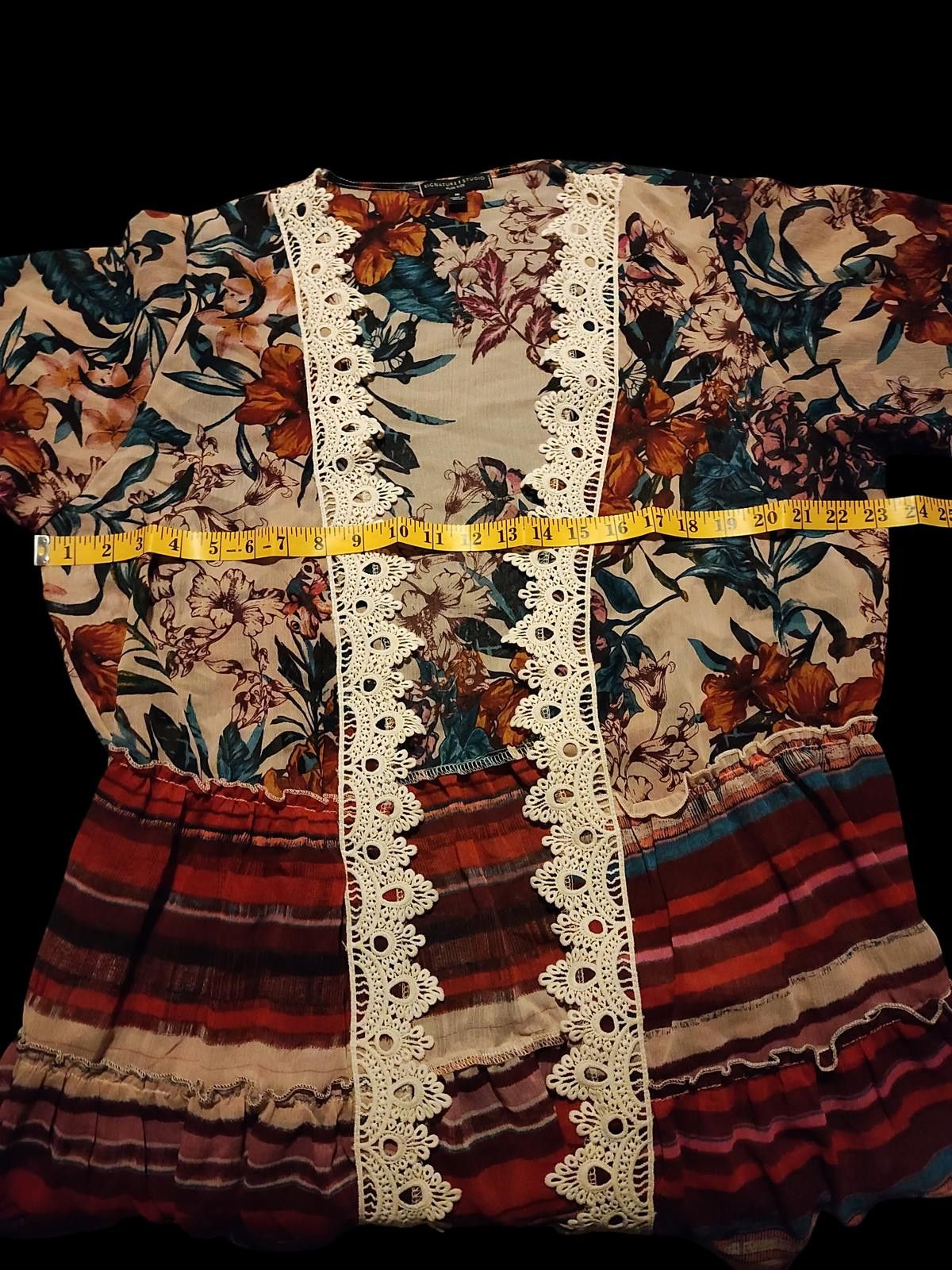 Other Effortless XL Floral and Striped Tunic Top with Lace Trim Size XL / US 12-14 / IT 48-50 - 7 Thumbnail
