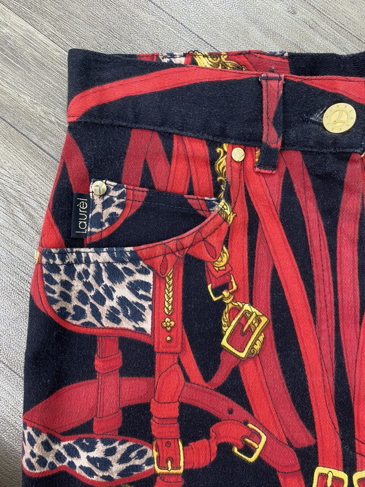 Japanese Brand Vintage Laurel Baroque Equestrian Chanis Scarf Print Pants Size US 27 - 7 Thumbnail