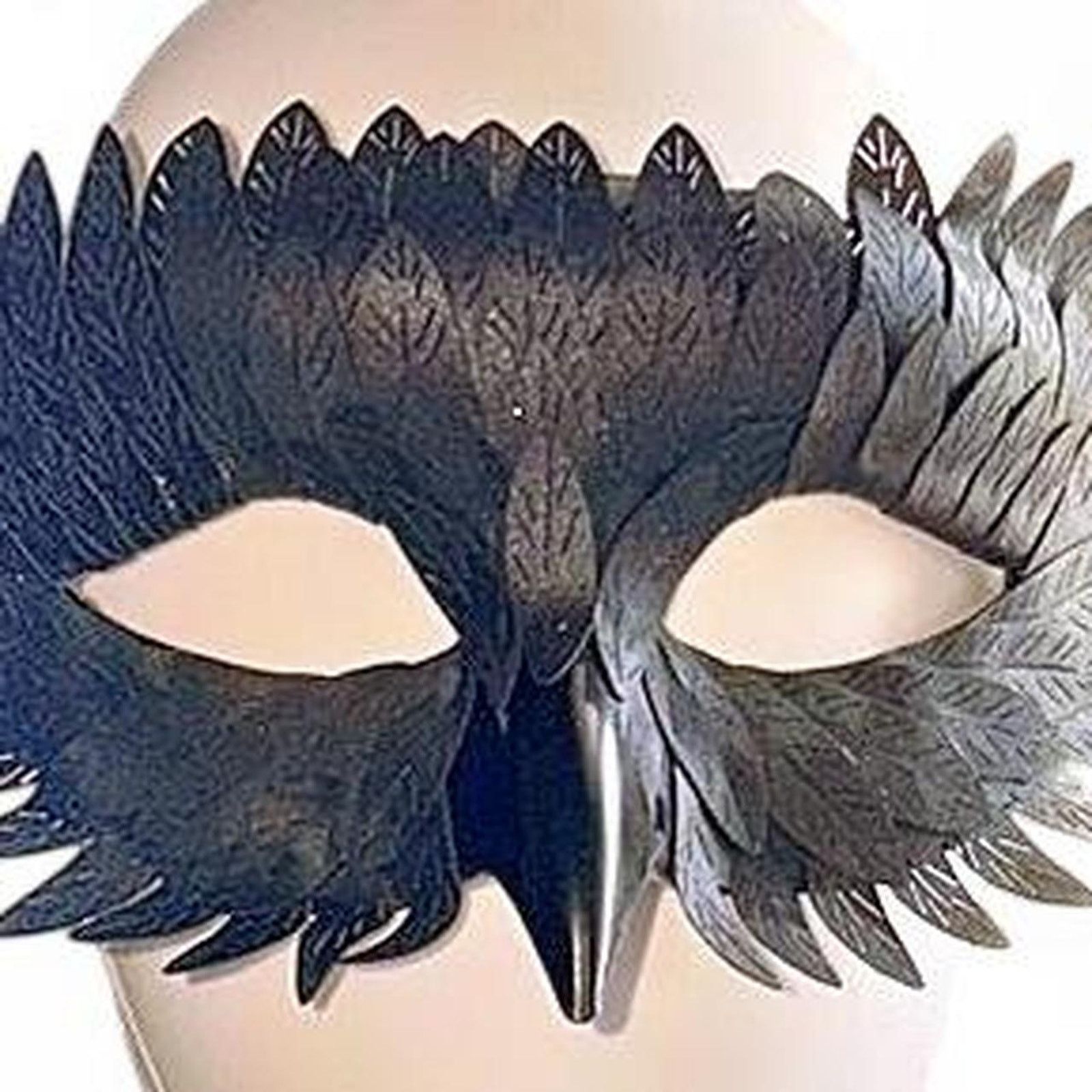 Other Black Faux Feather Raven Owl Eye Mask Avant Garde Party Rave Size ONE SIZE - 3 Thumbnail