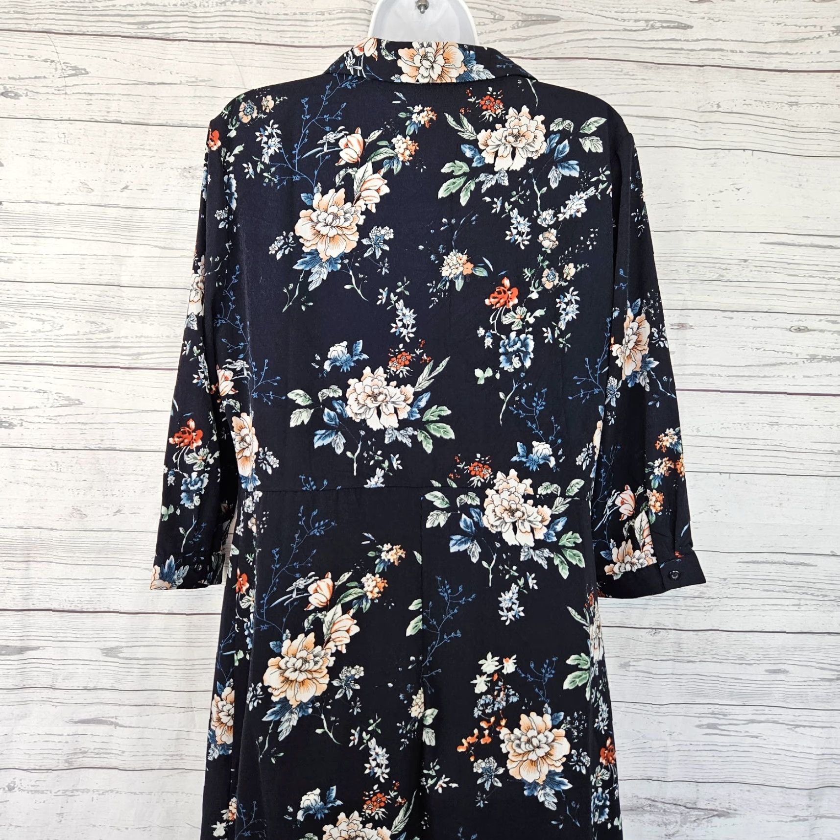 Vintage Gilli Dress Shirt Dress Womens Large Blue Floral 3/4 Sleeve Button Up Size L / US 10 / IT 46 - 4 Thumbnail