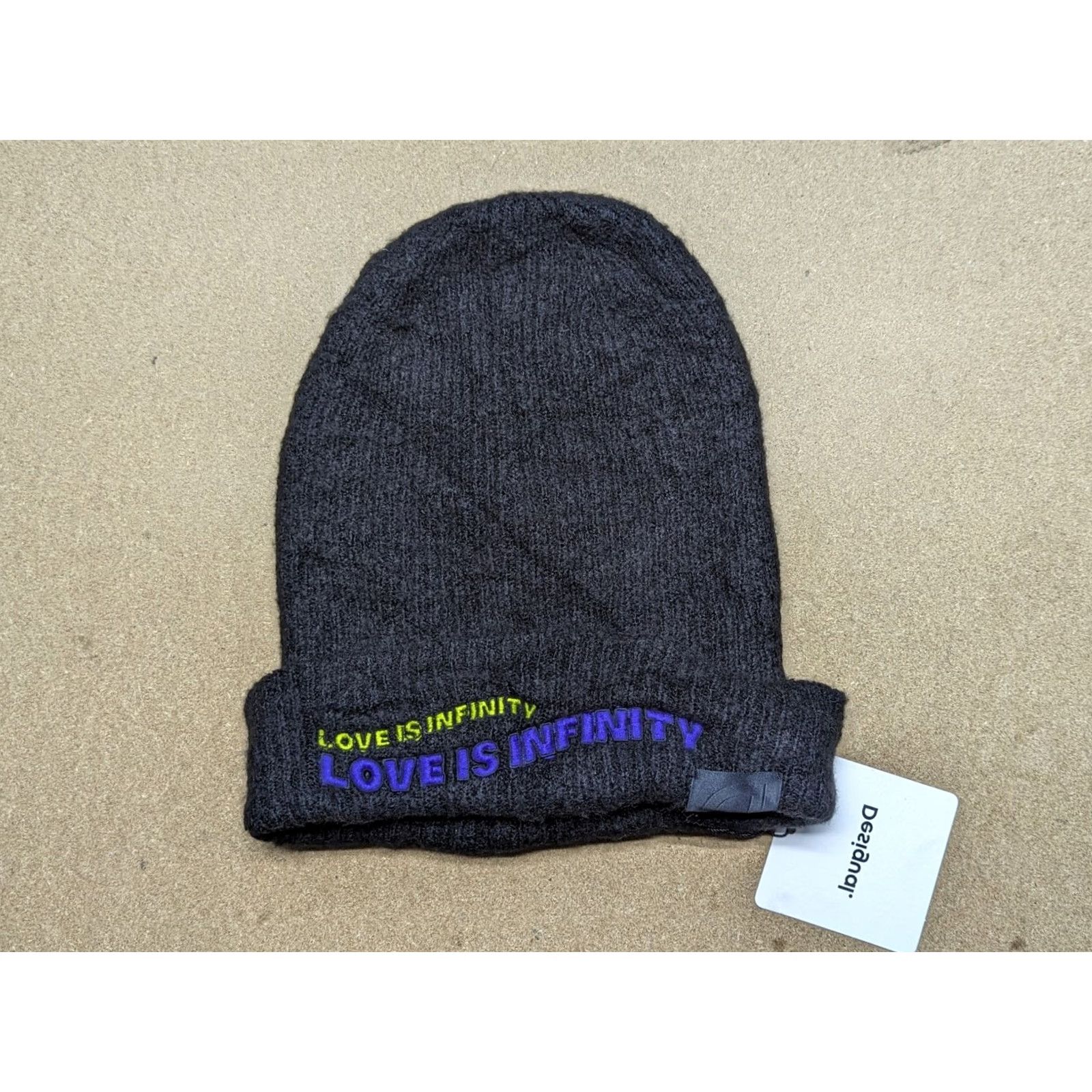 Desigual Desigual Beanie Hat One Size Cuffed Ribbon Fleece Size ONE SIZE - 2 Thumbnail