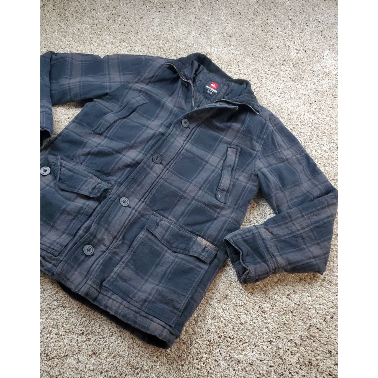 Quiksilver Quiksilver Shirt Jacket Mens M Plaid Flannel Full Zip Quilted Lined Black Autumn Winter Casual Outdoor Button Up Medium Size US M / EU 48-50 / 2 - 2 Thumbnail