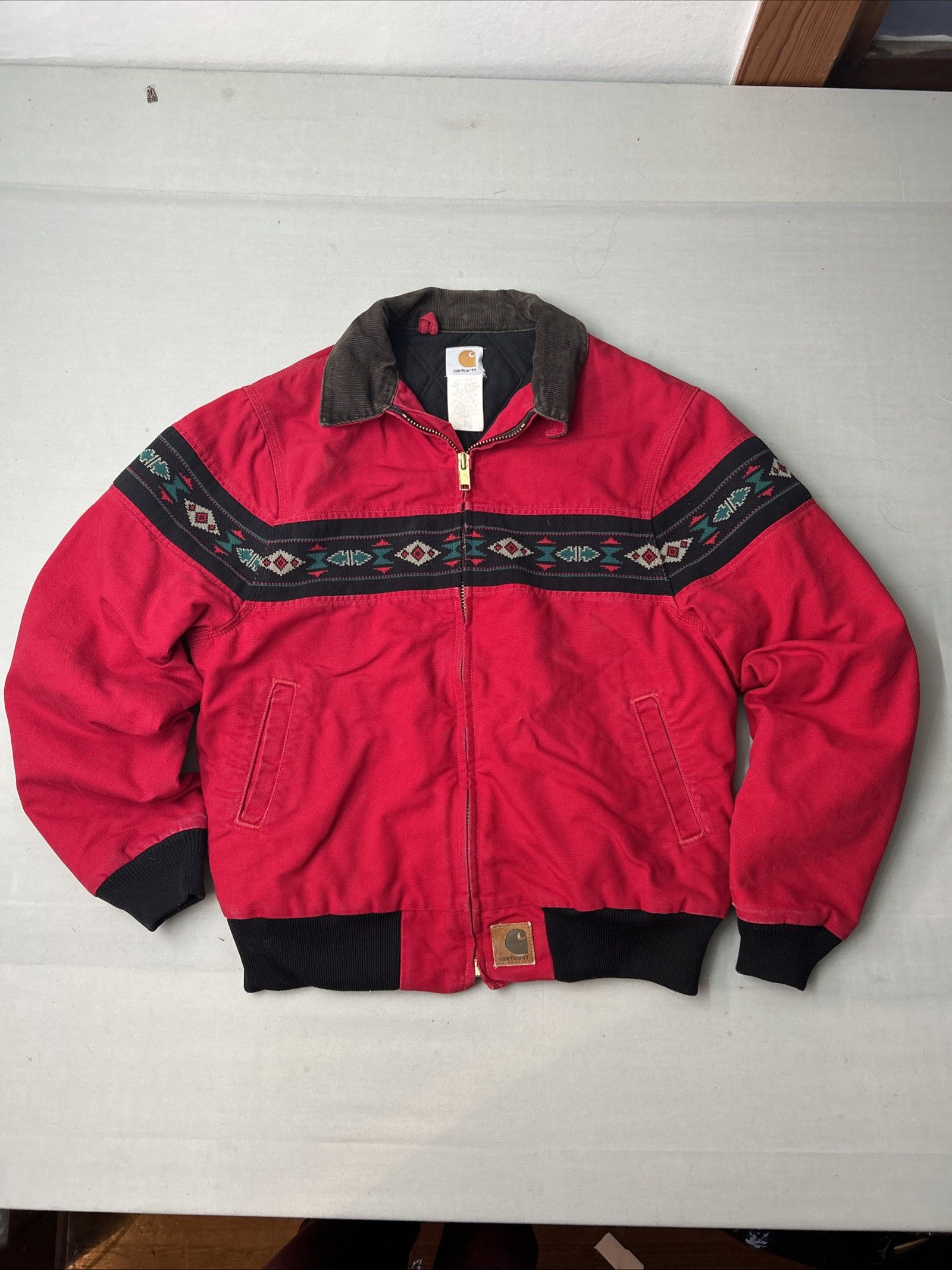 Carhartt × Vintage Vtg 90s Carhartt Aztec Bomber Jacket
