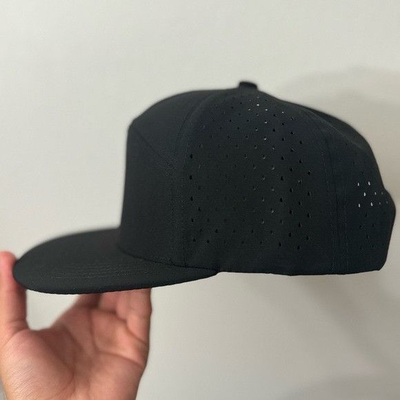 Designer NEW 7 PANEL CAMPER LASER CUT MESH GOLFER BLACK HAT Size ONE SIZE - 5 Thumbnail