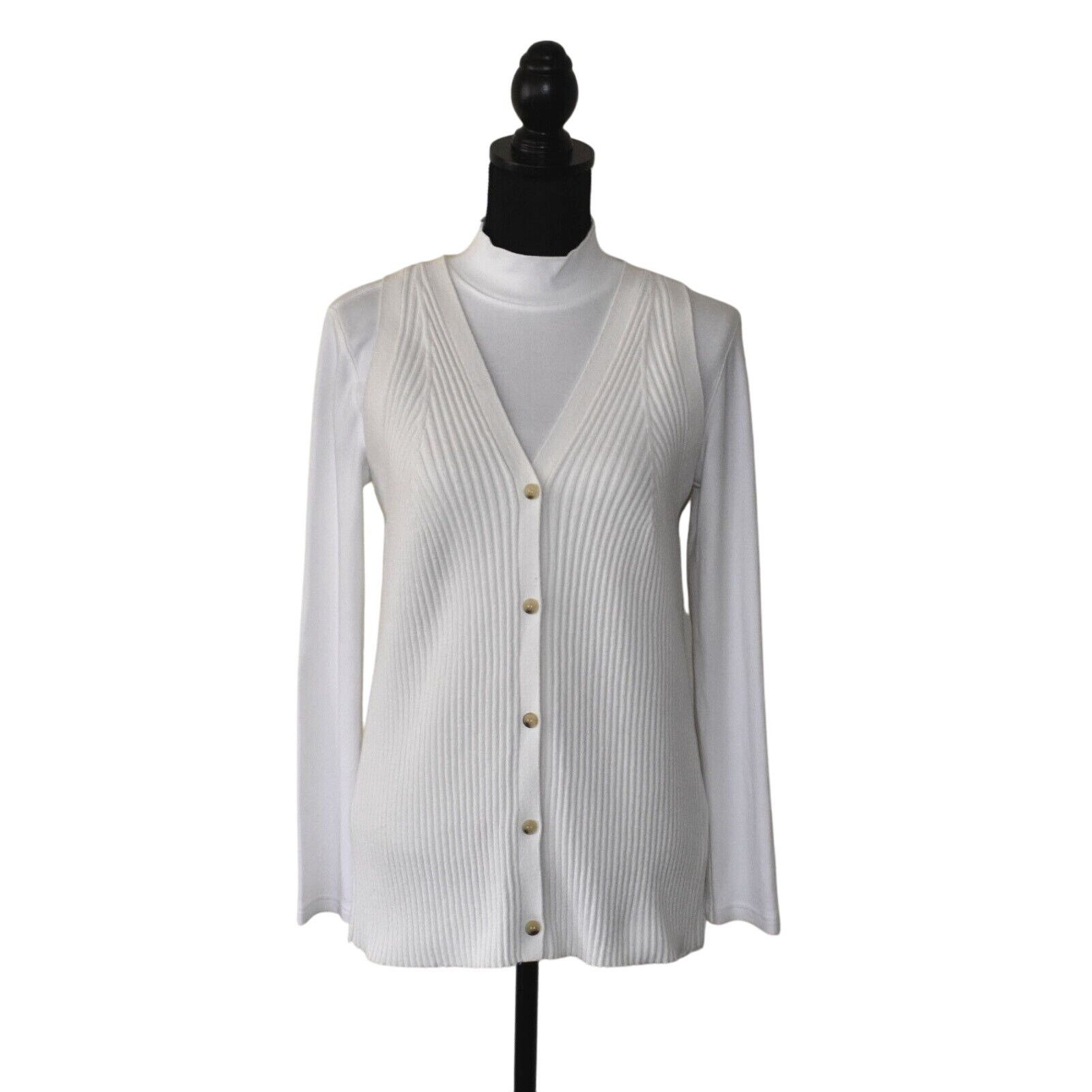 Cos COS Cotton Ribknit Sleeveless V Neck Cardigan Sweater Size L Size L / US 10 / IT 46 - 1 Thumbnail