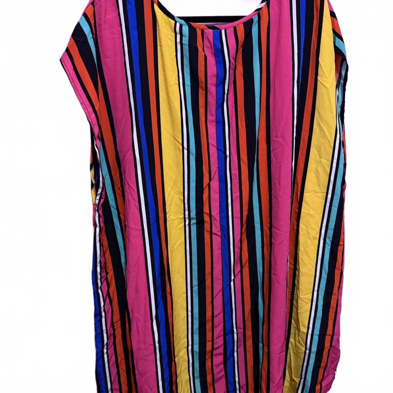 Designer Colorful Striped Mini Dress Size 4XL / US 24-26 - 3 Thumbnail