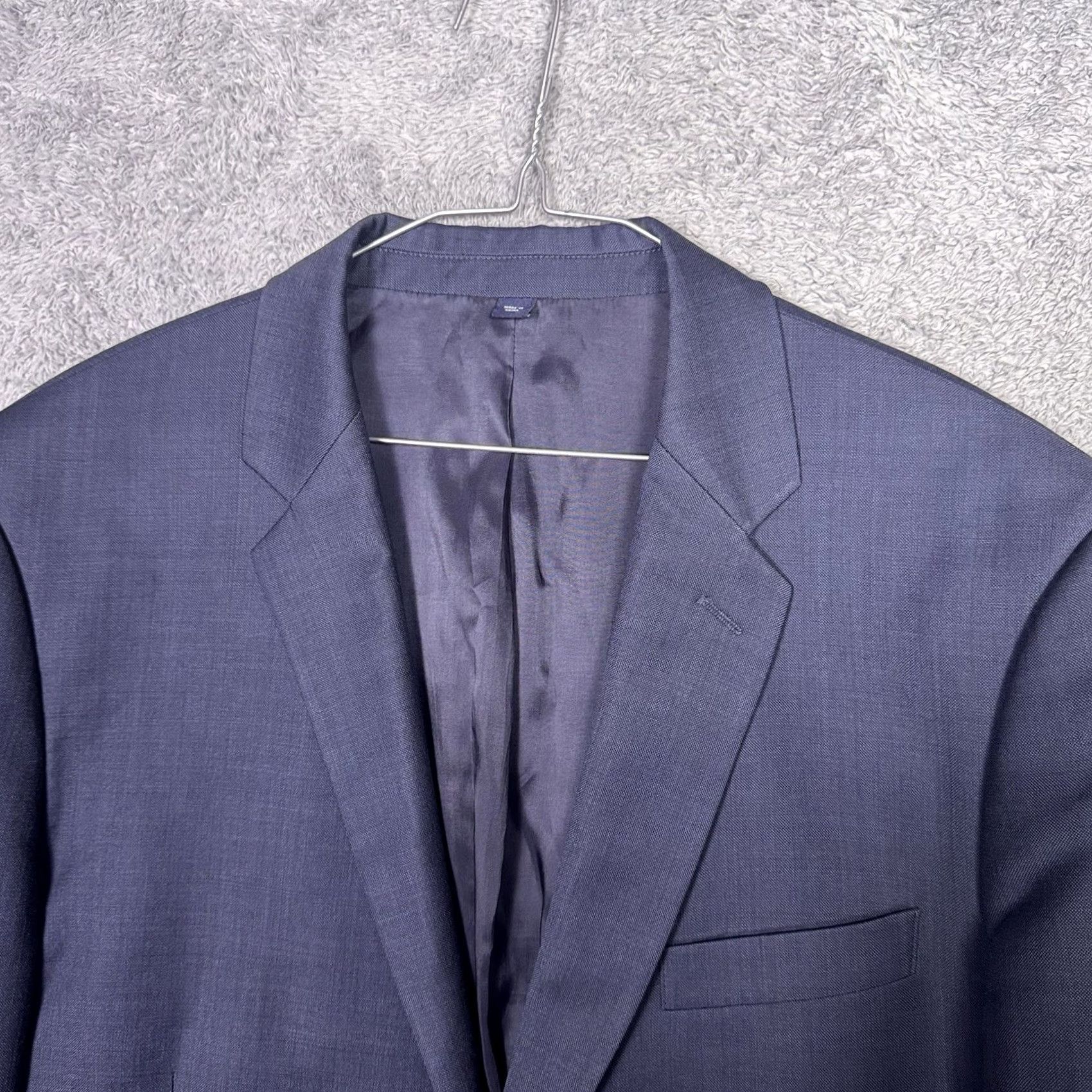J.Crew J.CREW Thompson Blazer Mens 44L 100% Worsted Wool Slim Sport Coat Jacket Blue Solid Long Notch-Button 2-Button Size 44R - 5 Thumbnail