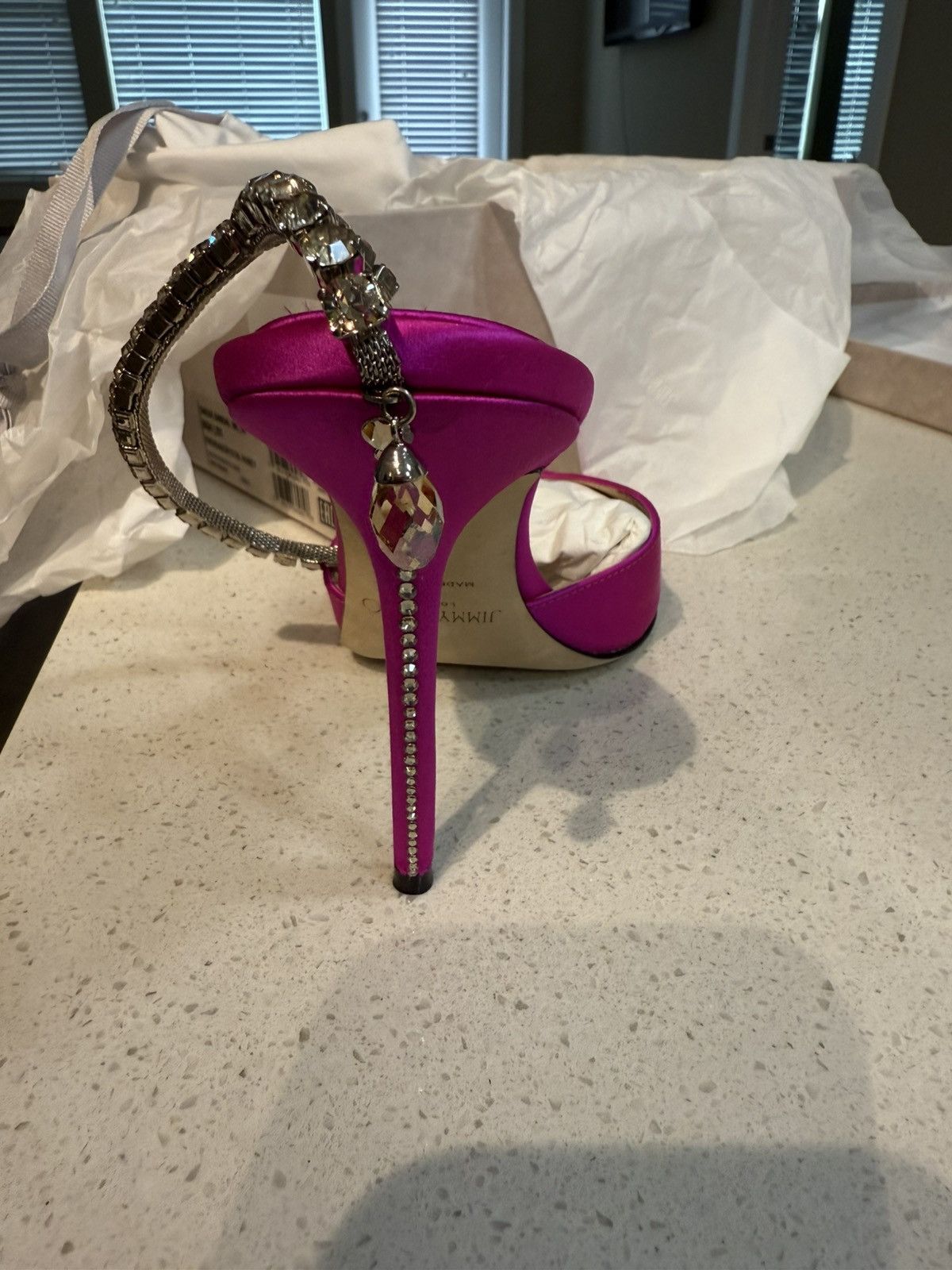 Jimmy Choo Saeda Suede Crystal Ankle-Strap Sandal Size US 9.5 / IT 39.5 - 3 Thumbnail