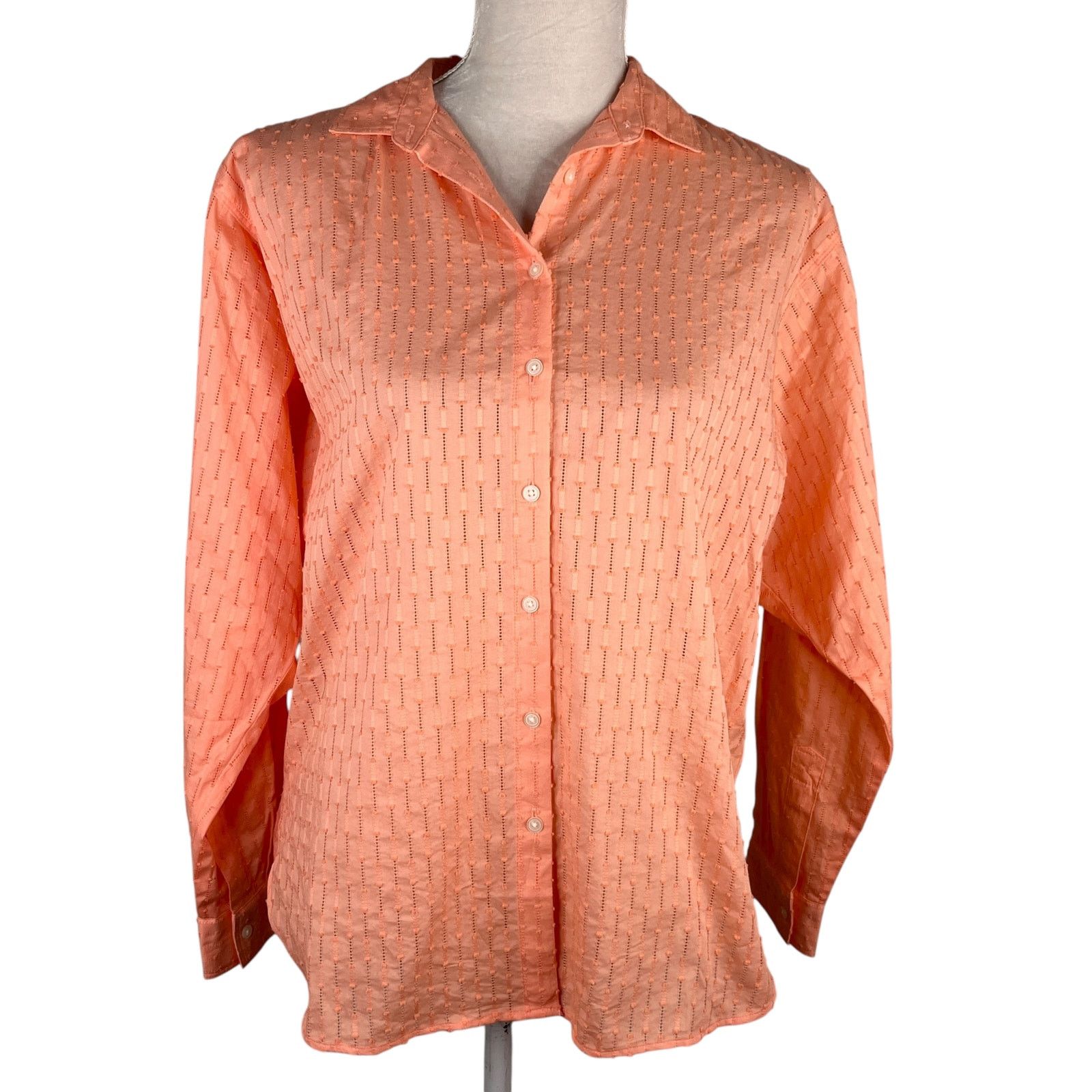 Loft LOFT Button Down Shirt Peach Textured Small New Size S / US 4 / IT 40 - 1 Thumbnail