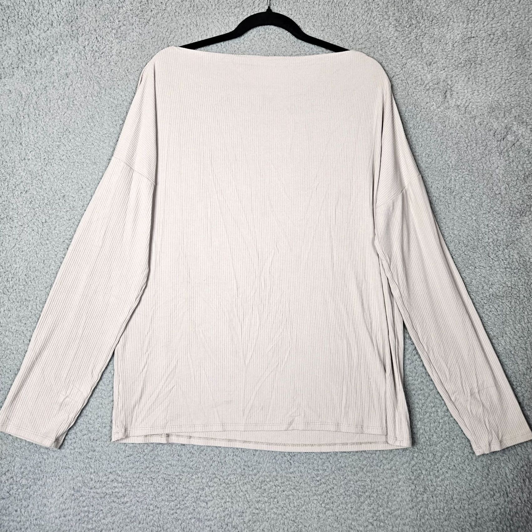 Vintage Ruti Top Shirt Women’s Ribbed Long Sleeve Boat Neck Size 4 Ivory Stains, Regular Fit, All Seasons, Casual, Travel, Adult Womens Size S / US 4 / IT 40 - 3 Thumbnail