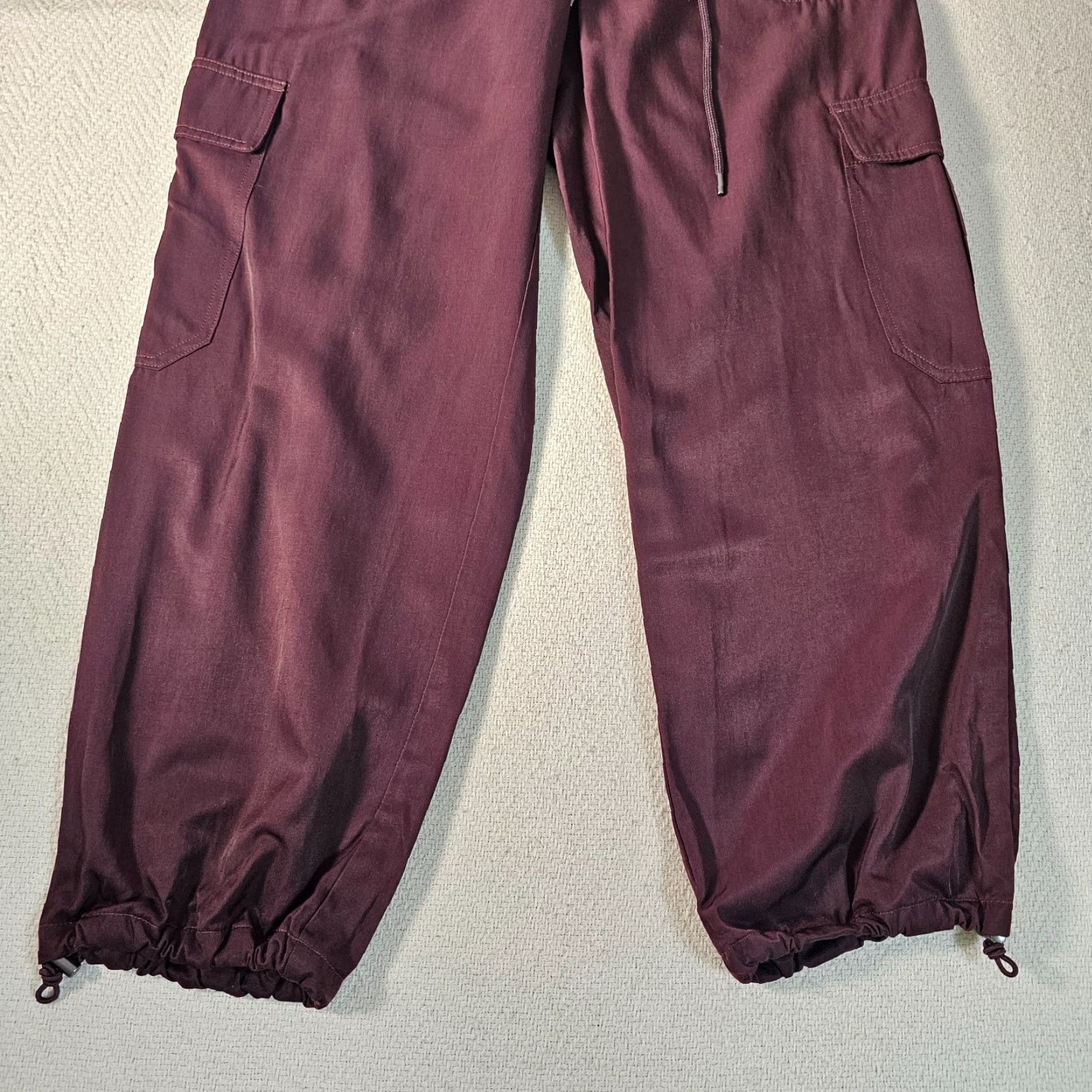 Vintage Democracy Women’s Jogger Pant High Rise Pull On Satin Floral Red Lounge Pants XS-XL Size 36" / US 14 / IT 50 - 2 Thumbnail