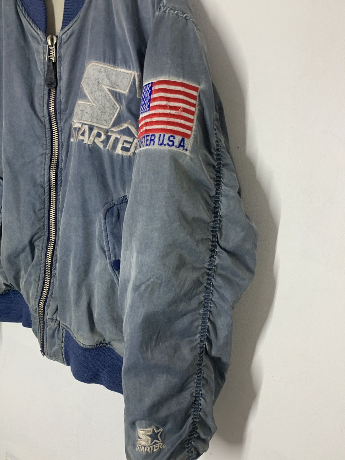 Starter Vintage STARTER Bomber Jacket Distressed Size US L / EU 52-54 / 3 - 4 Thumbnail