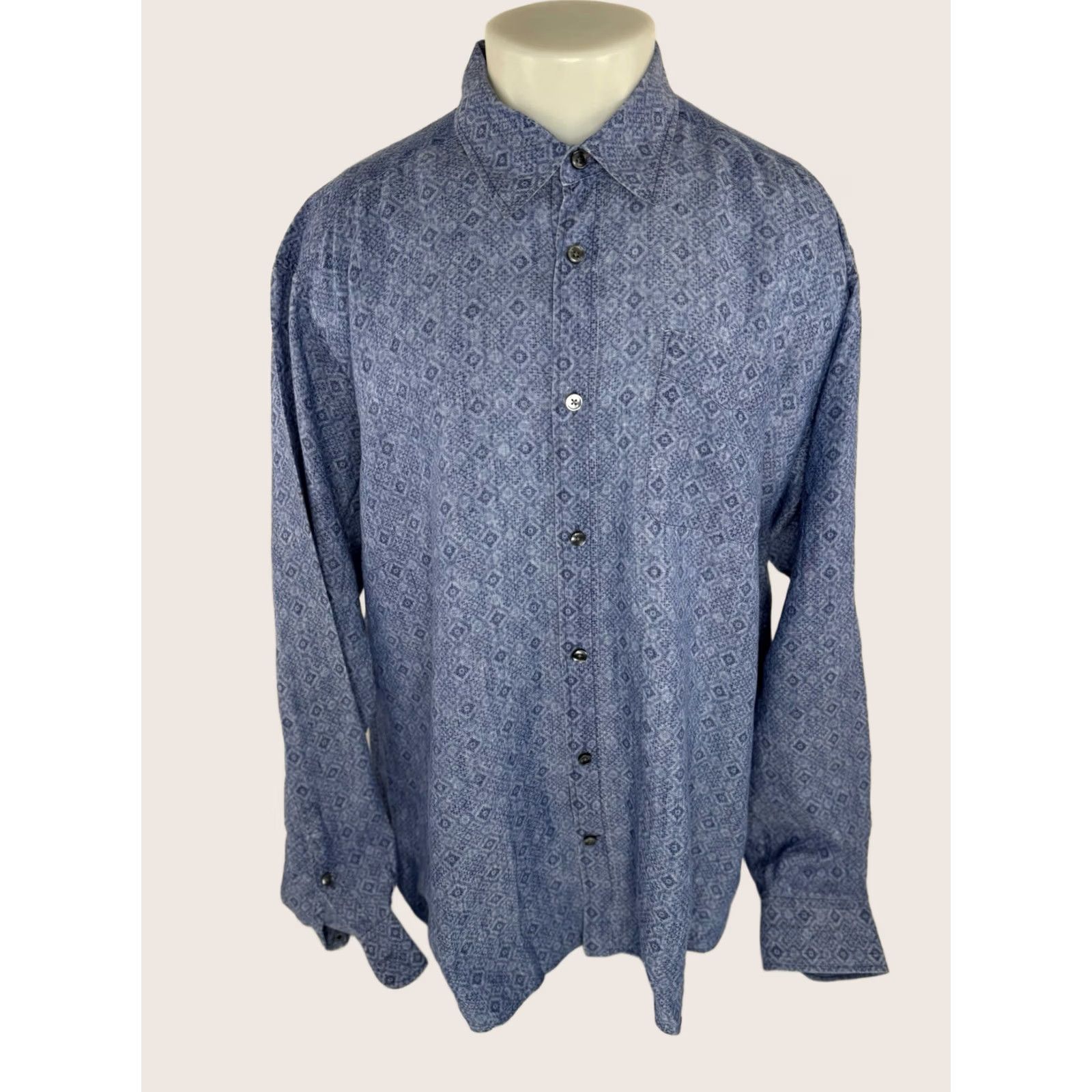 Vintage J.L. POWELL - LINEN Geometric Vintage XL Shirt - EXCELLENT Size US XL / EU 56 / 4 - 1 Thumbnail