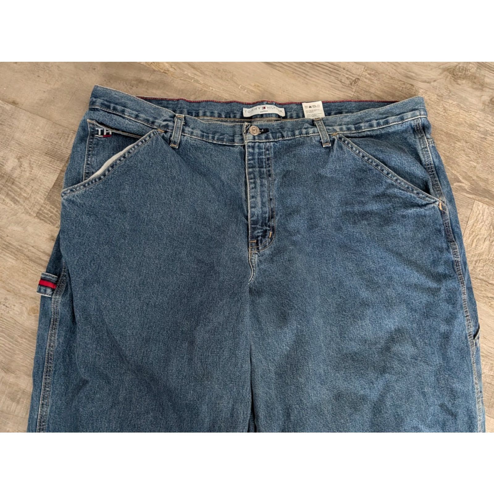Tommy Hilfiger VINTAGE Tommy Hilfiger Womens Cropped Denim Carpenter Jeans Size 22 Flag Loop Size 40" / US 18 - 4 Thumbnail