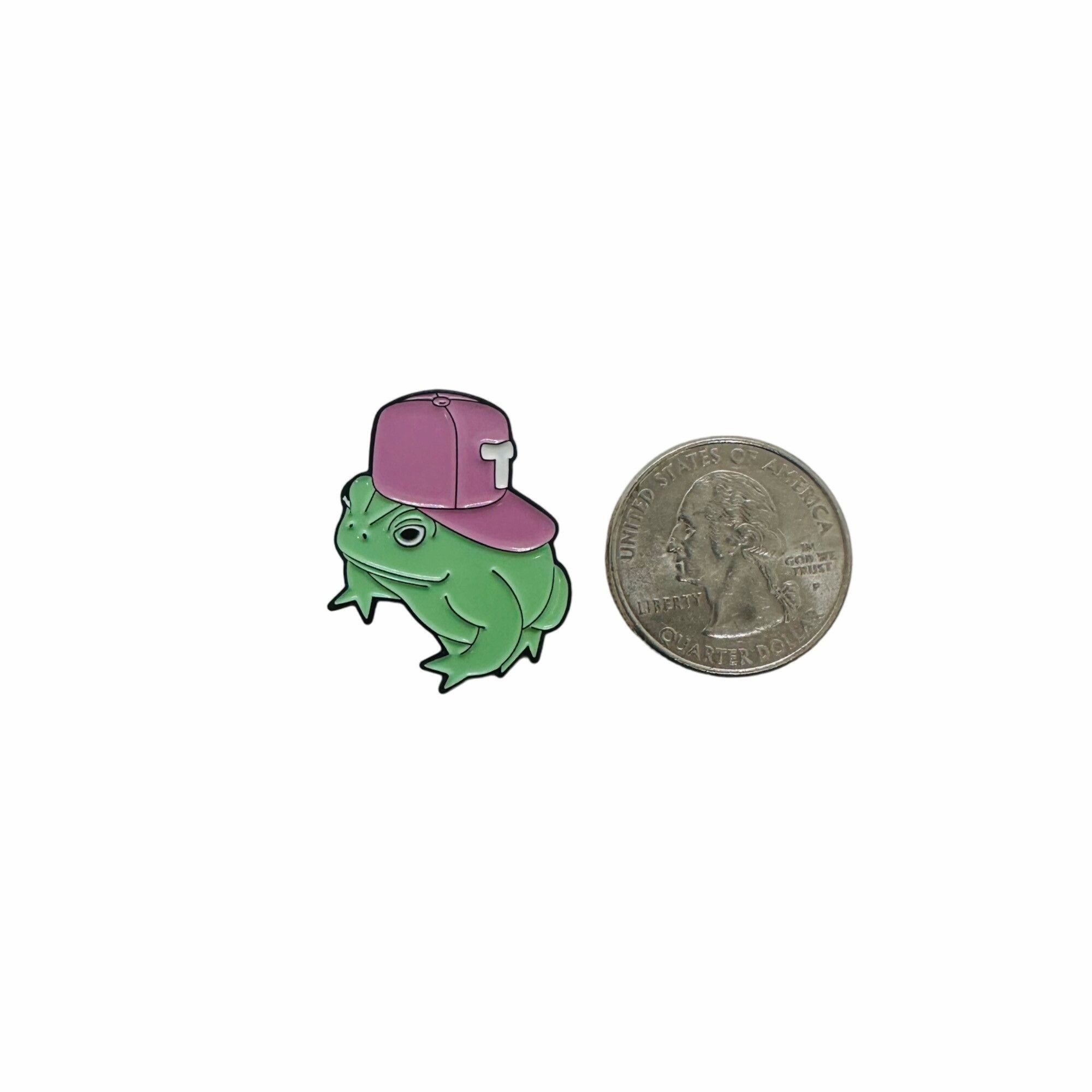 Other ☀️Frog With Hat Green Frogo Cool Toad Baseball Cap Metal Pin Size ONE SIZE - 6 Thumbnail